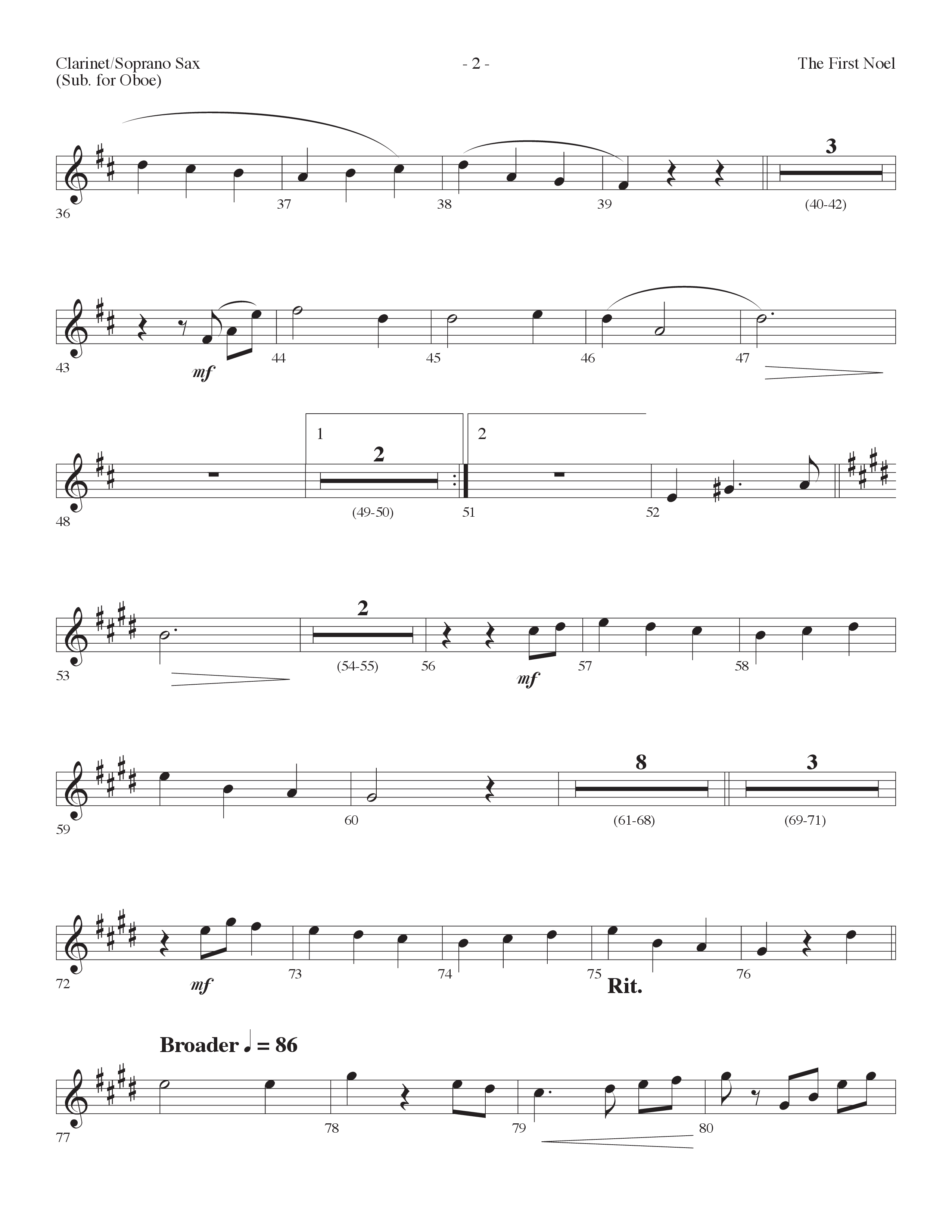 The First Noel (Choral Anthem SATB) Clarinet/Soprano Sax (Lifeway Choral / Arr. Dennis Allen)