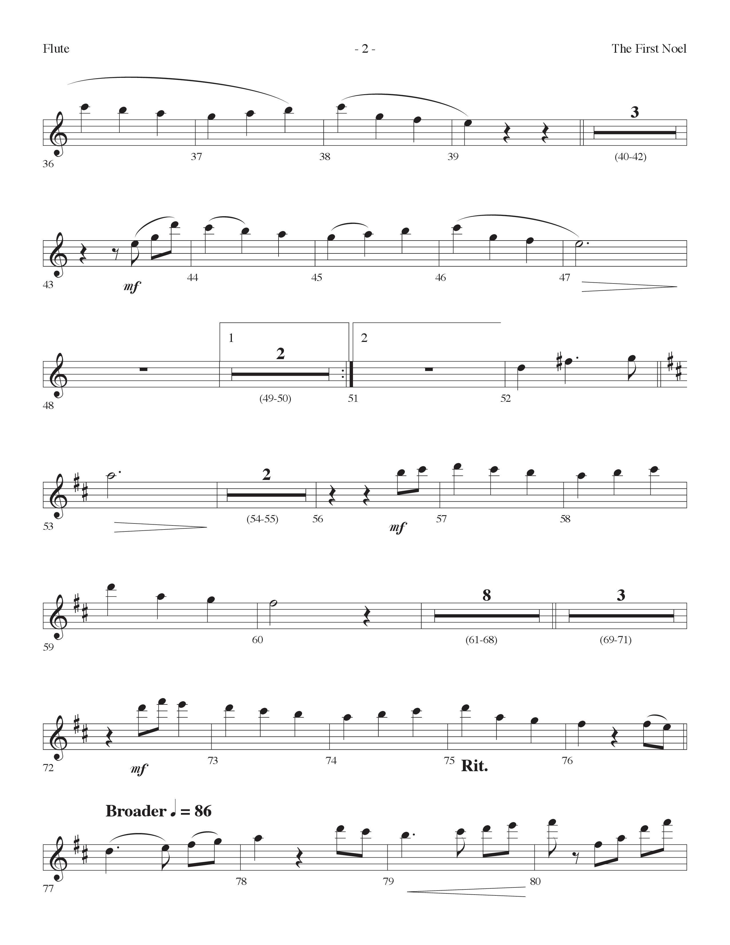 The First Noel (Choral Anthem SATB) Flute (Lifeway Choral / Arr. Dennis Allen)