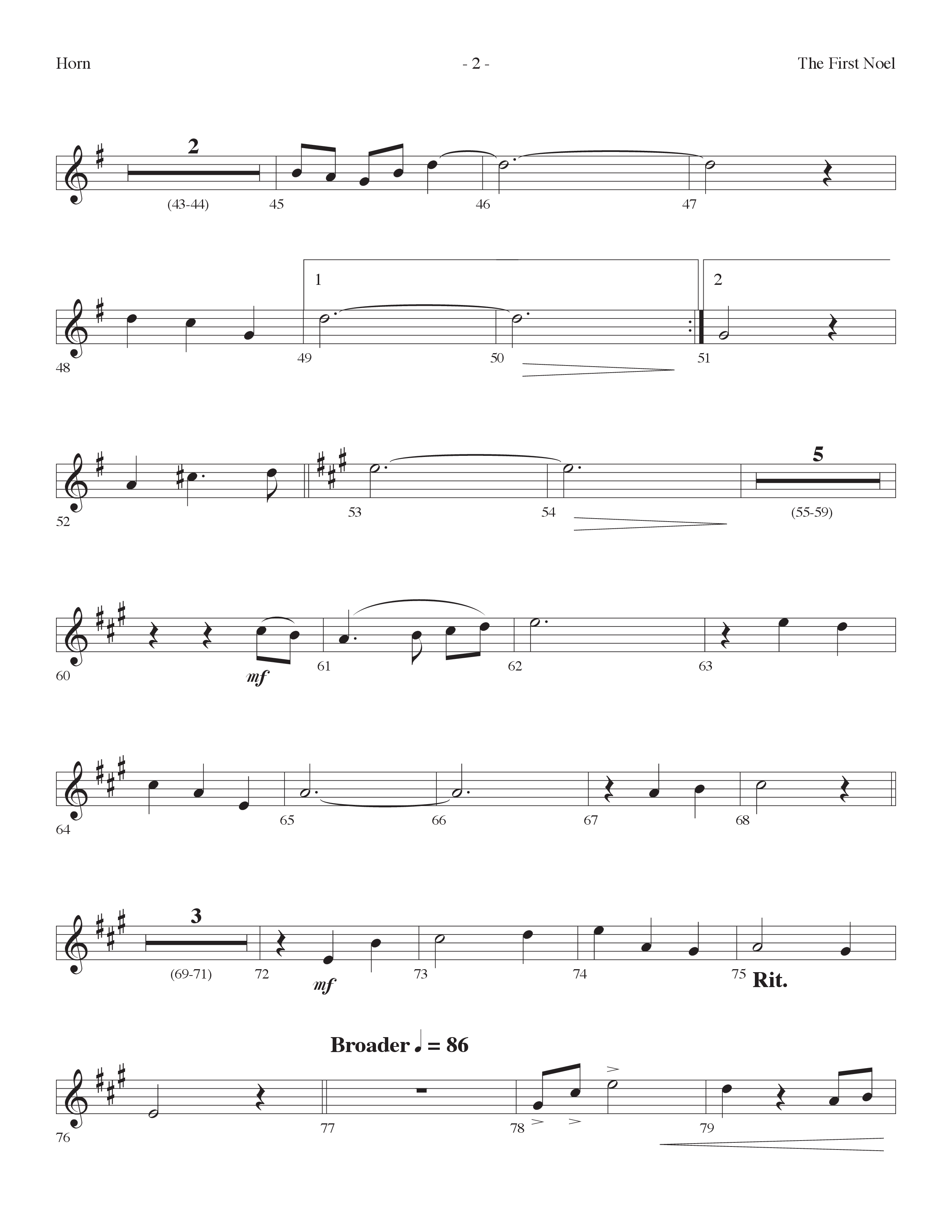 The First Noel (Choral Anthem SATB) French Horn (Lifeway Choral / Arr. Dennis Allen)