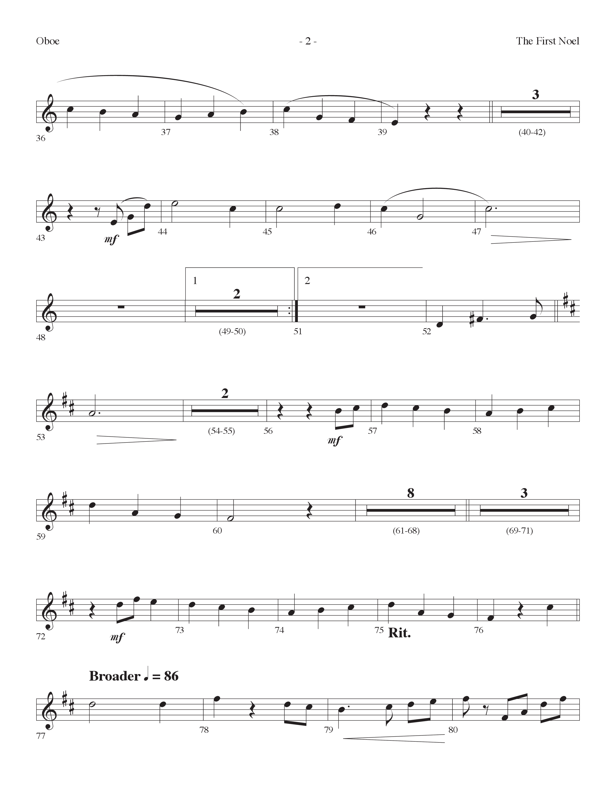 The First Noel (Choral Anthem SATB) Oboe (Lifeway Choral / Arr. Dennis Allen)