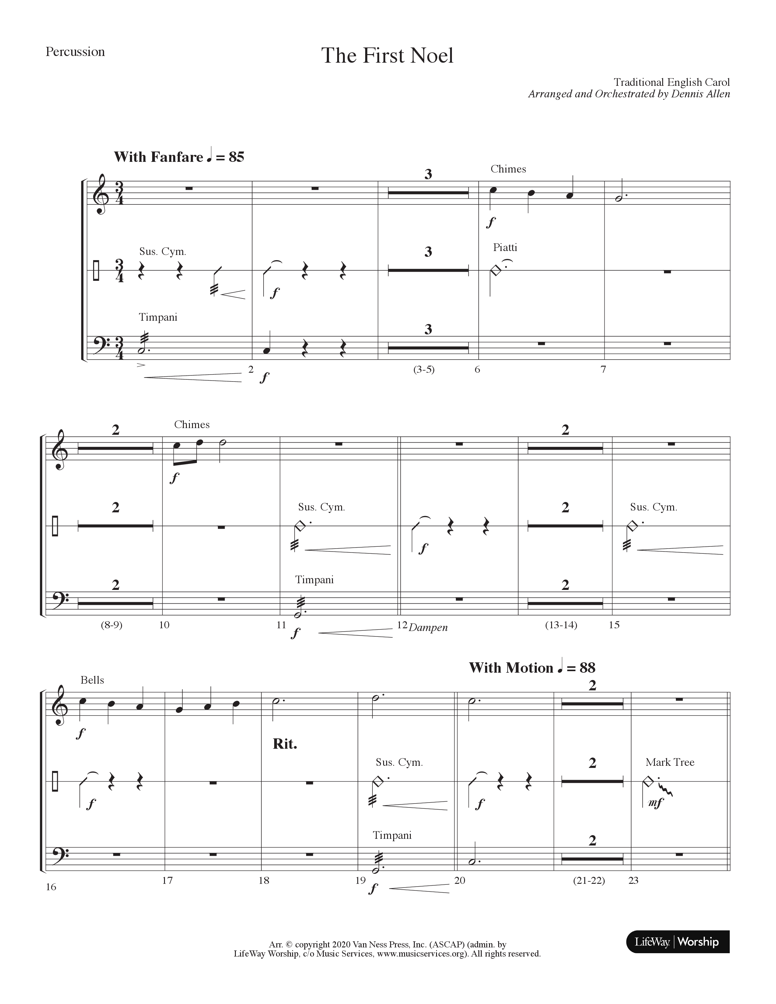 The First Noel (Choral Anthem SATB) Percussion (Lifeway Choral / Arr. Dennis Allen)