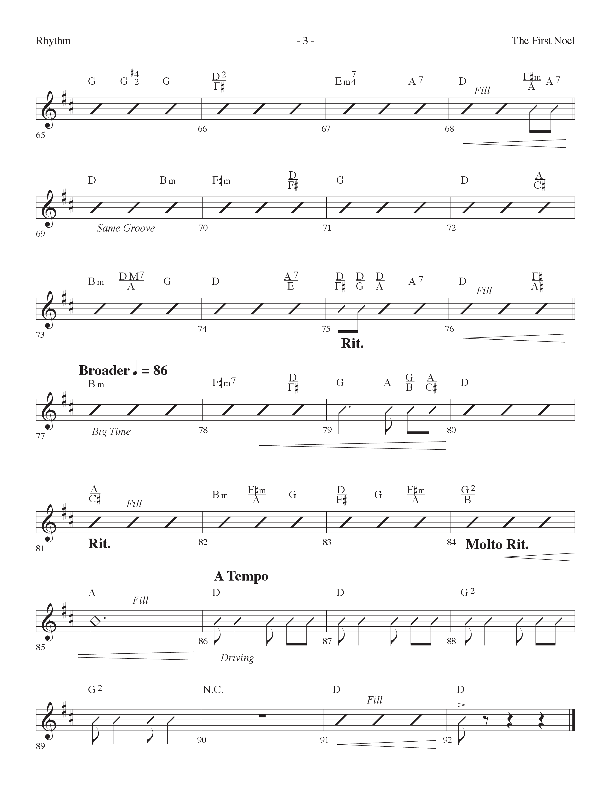 The First Noel (Choral Anthem SATB) Rhythm Chart (Lifeway Choral / Arr. Dennis Allen)
