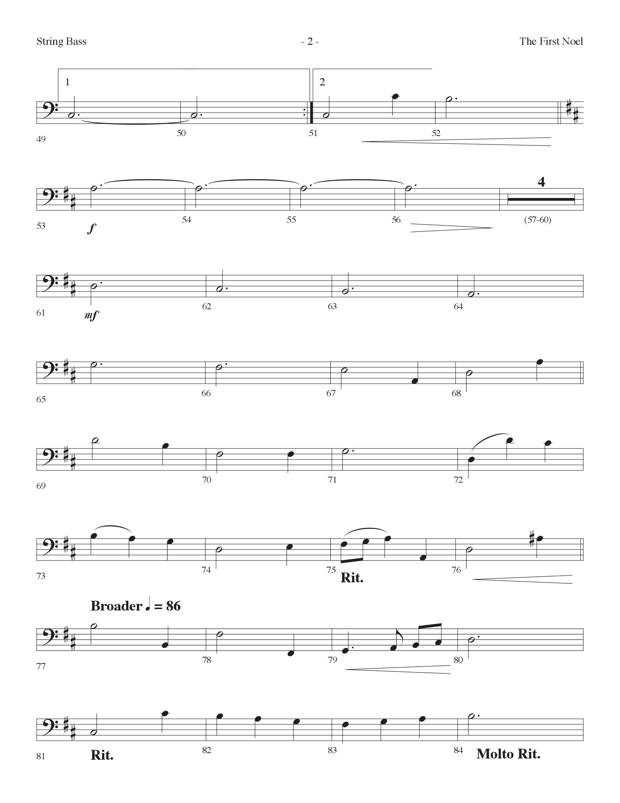 The First Noel (Choral Anthem SATB) String Bass (Lifeway Choral / Arr. Dennis Allen)