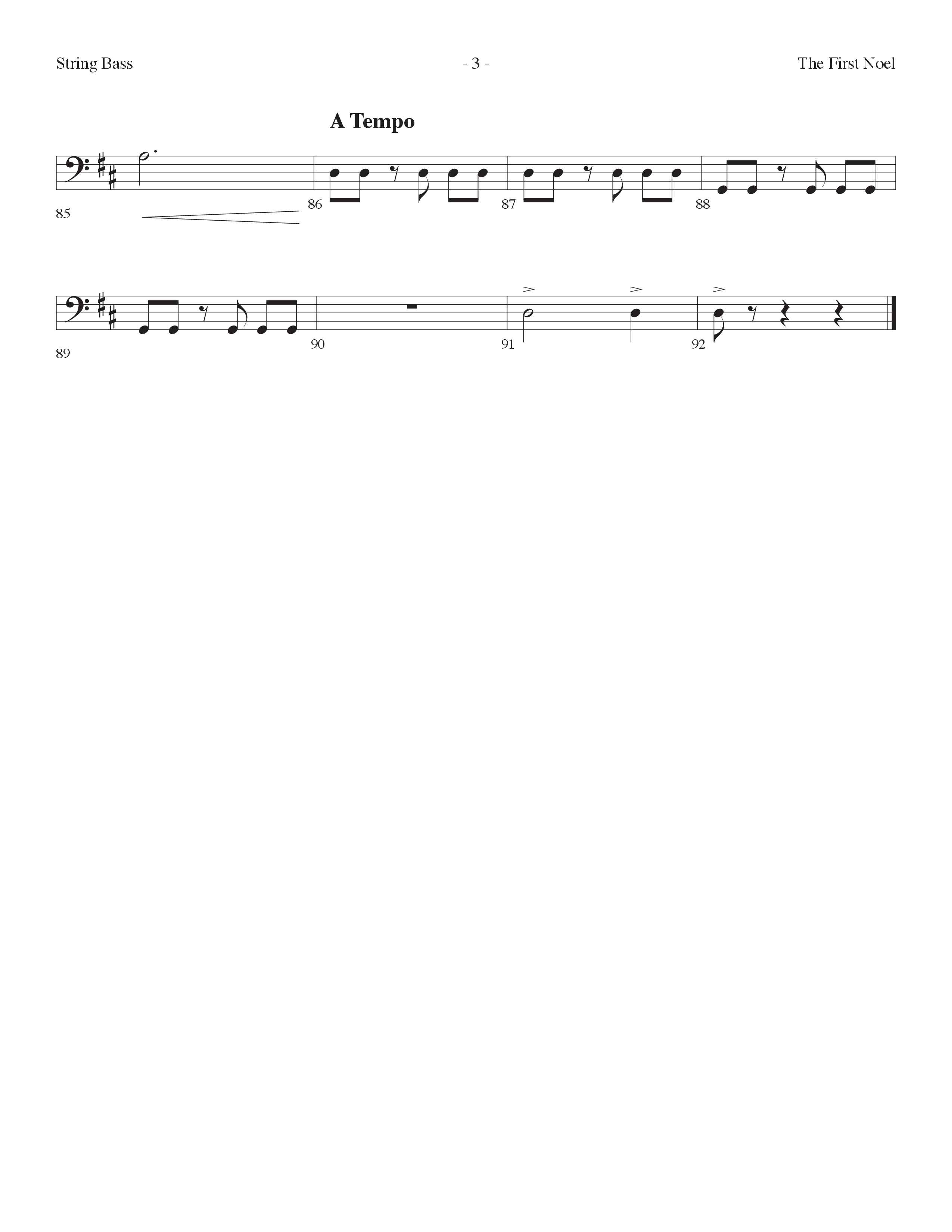 The First Noel (Choral Anthem SATB) String Bass (Lifeway Choral / Arr. Dennis Allen)