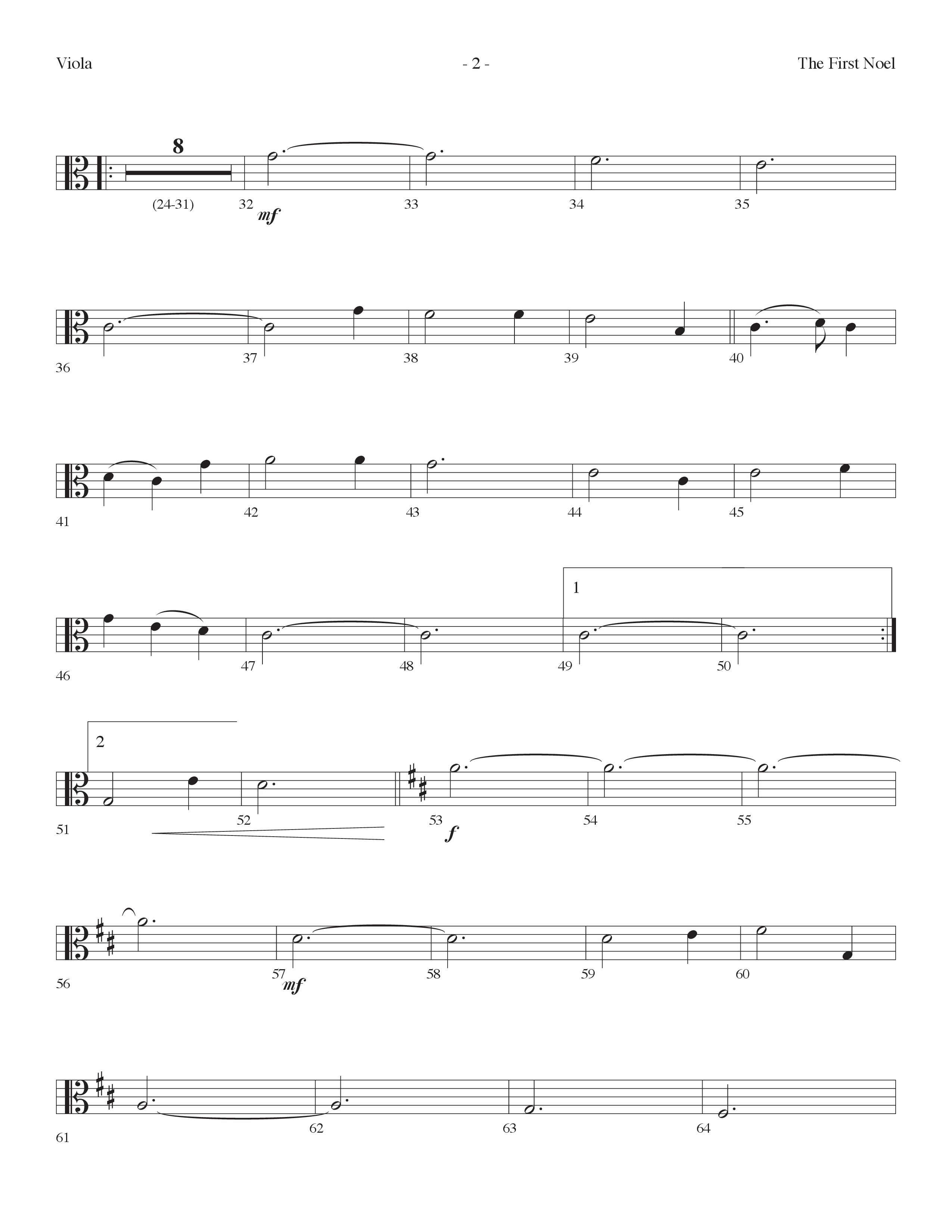 The First Noel (Choral Anthem SATB) Viola (Lifeway Choral / Arr. Dennis Allen)