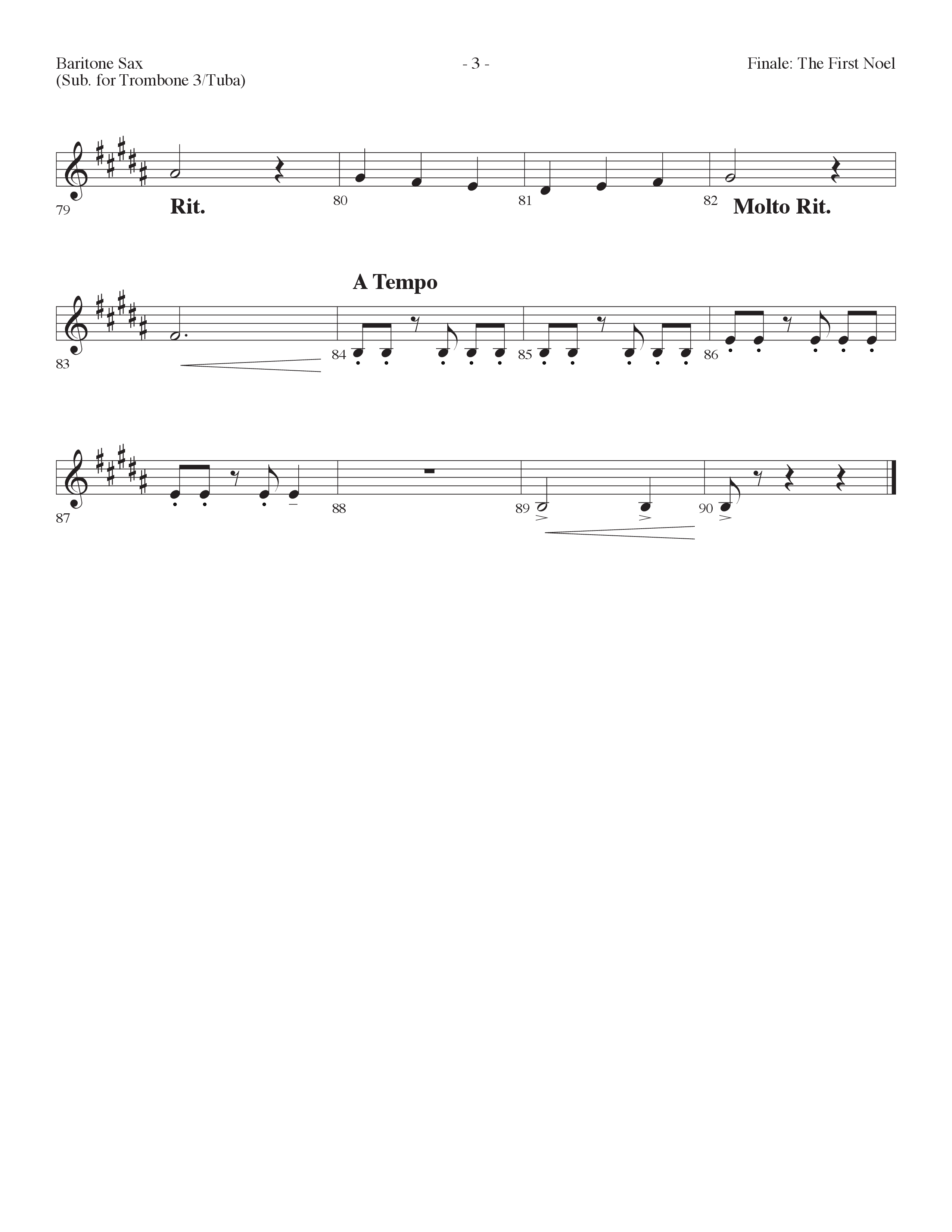 Finale The First Noel (Choral Anthem SATB) Bari Sax (Lifeway Choral / Arr. Dennis Allen)