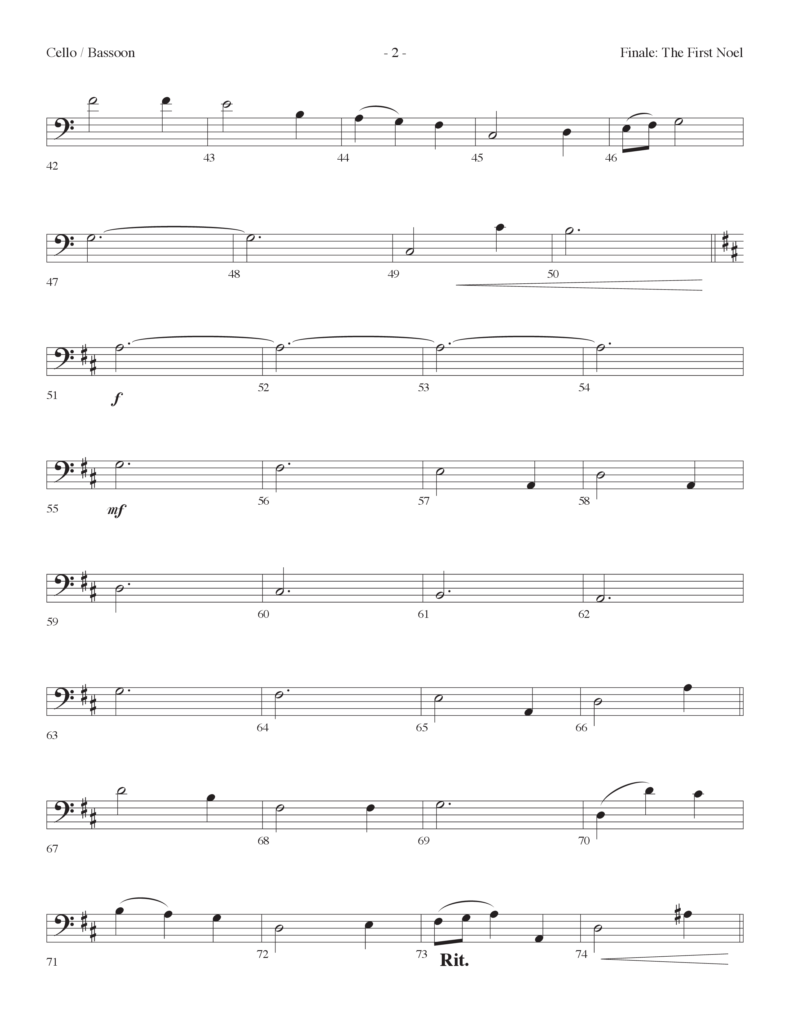 Finale The First Noel (Choral Anthem SATB) Cello (Lifeway Choral / Arr. Dennis Allen)