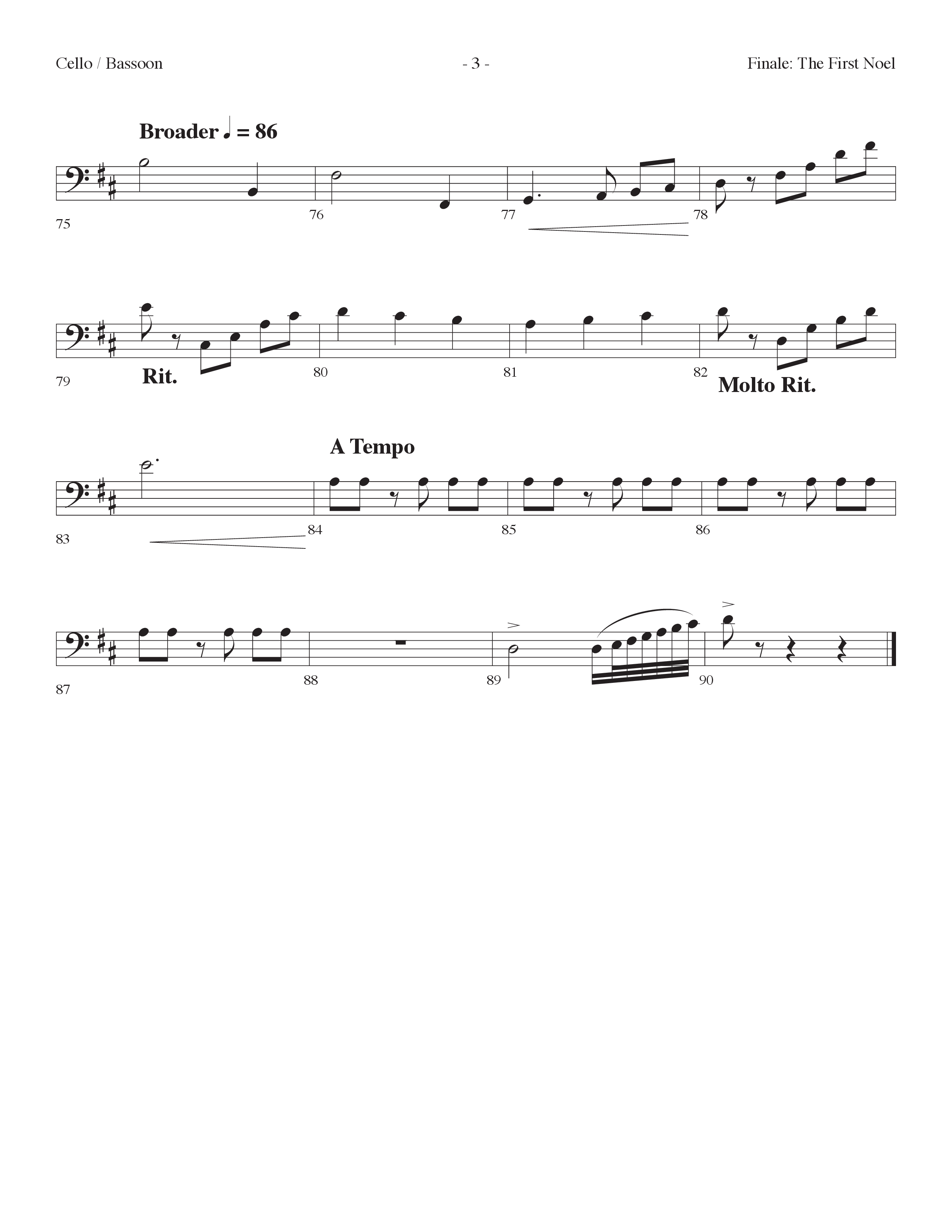 Finale The First Noel (Choral Anthem SATB) Cello (Lifeway Choral / Arr. Dennis Allen)