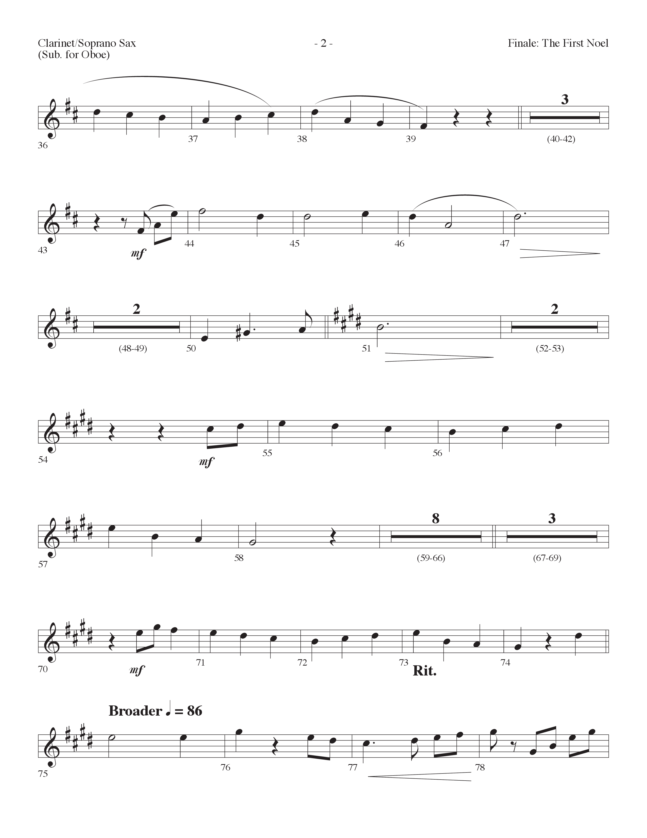 Finale The First Noel (Choral Anthem SATB) Clarinet/Soprano Sax (Lifeway Choral / Arr. Dennis Allen)