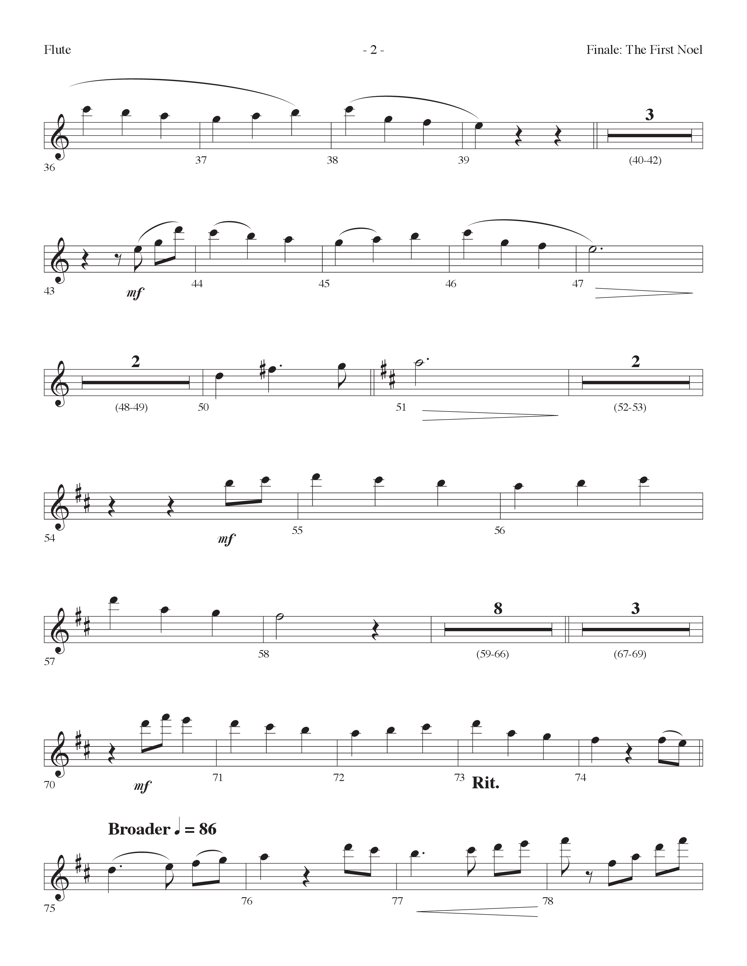 Finale The First Noel (Choral Anthem SATB) Flute (Lifeway Choral / Arr. Dennis Allen)