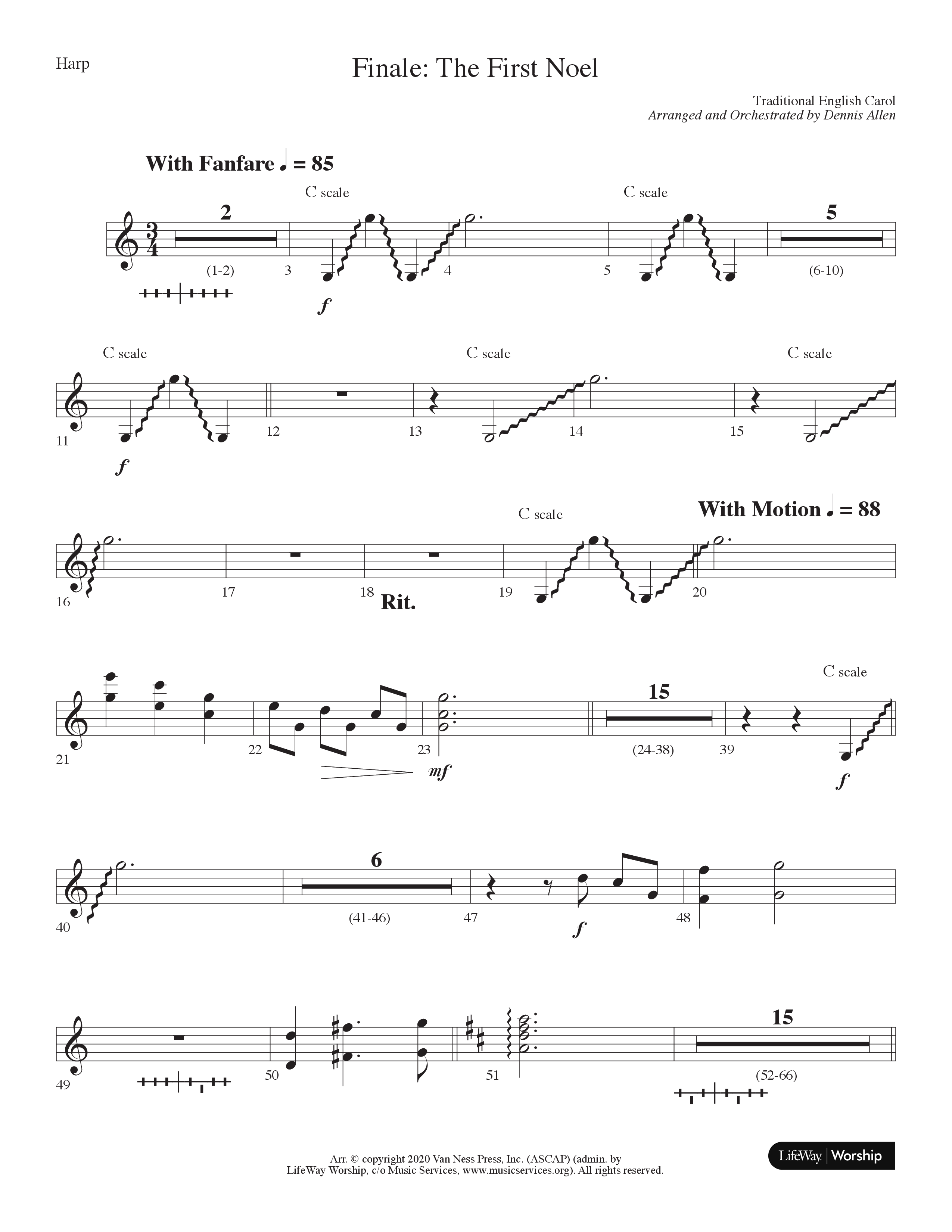 Finale The First Noel (Choral Anthem SATB) Harp (Lifeway Choral / Arr. Dennis Allen)