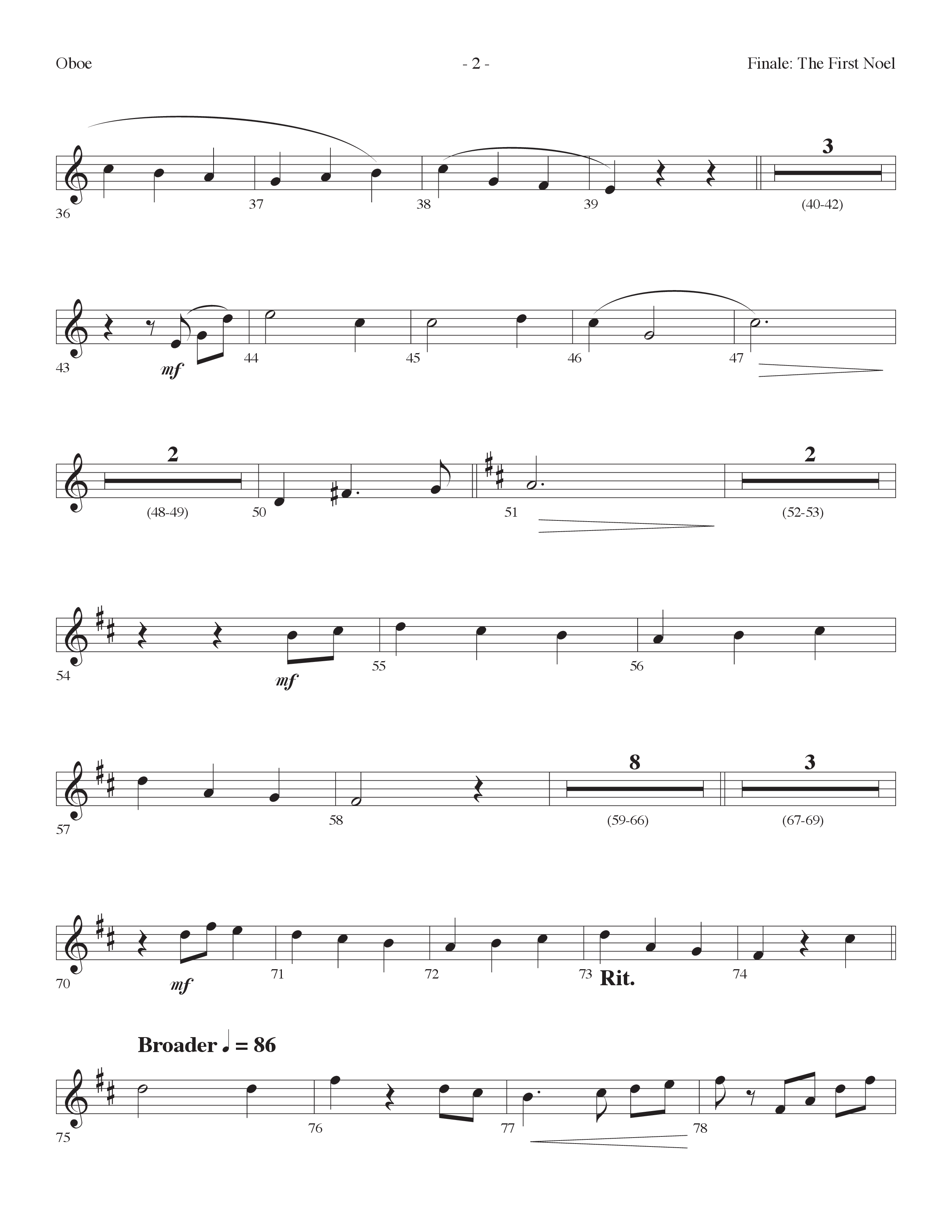 Finale The First Noel (Choral Anthem SATB) Oboe (Lifeway Choral / Arr. Dennis Allen)