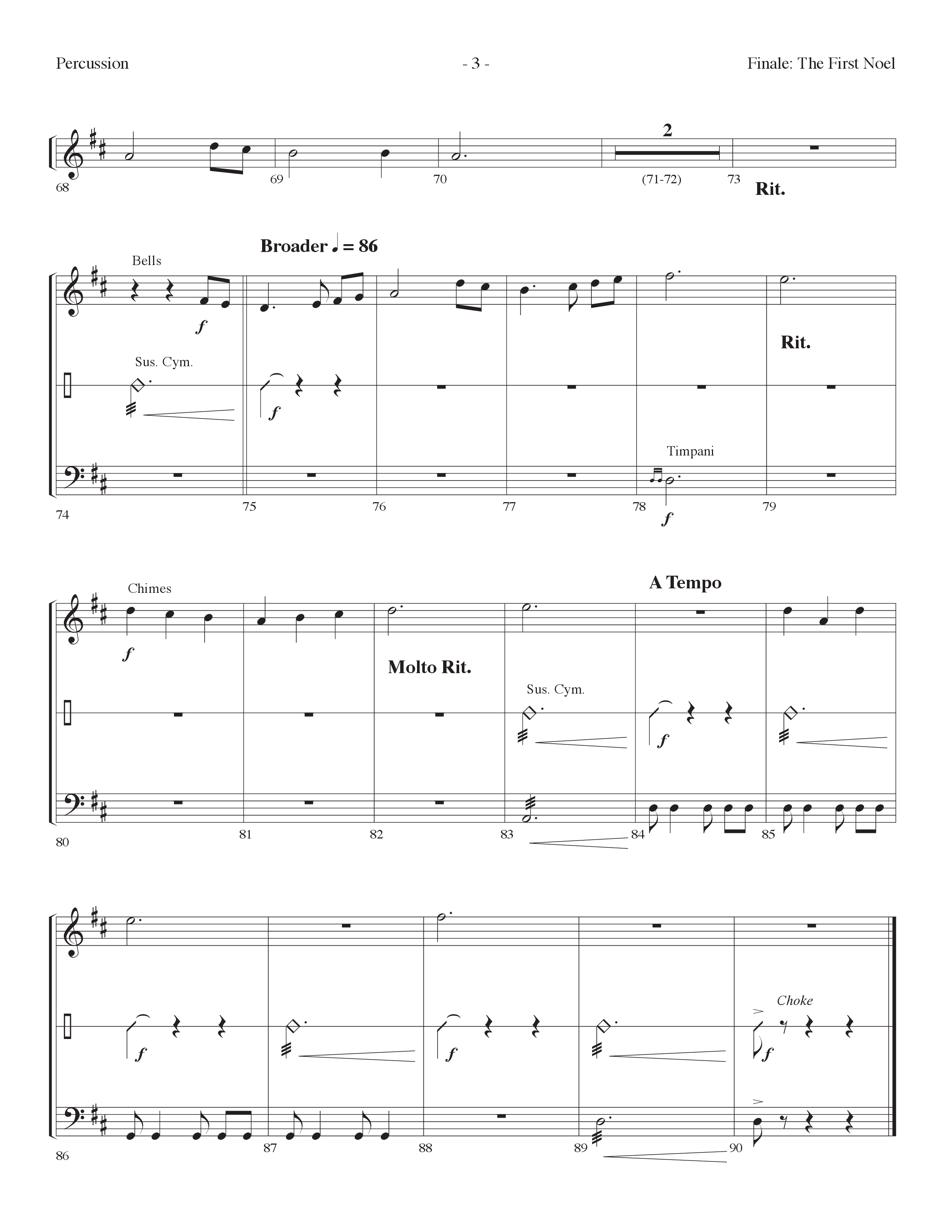 Finale The First Noel (Choral Anthem SATB) Percussion (Lifeway Choral / Arr. Dennis Allen)