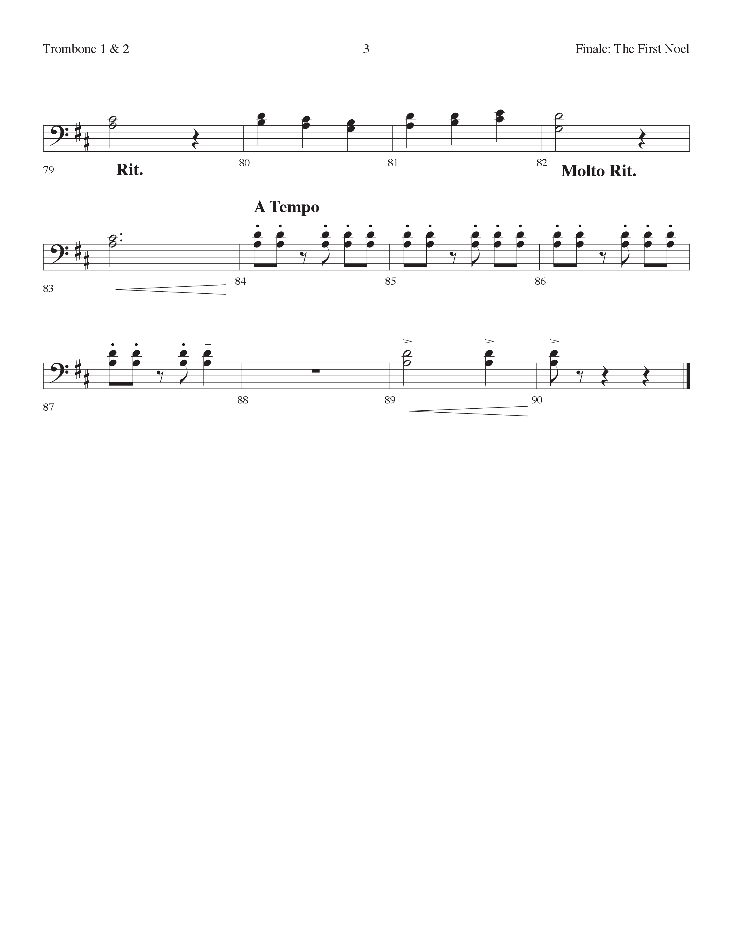 Finale The First Noel (Choral Anthem SATB) Trombone 1/2 (Lifeway Choral / Arr. Dennis Allen)
