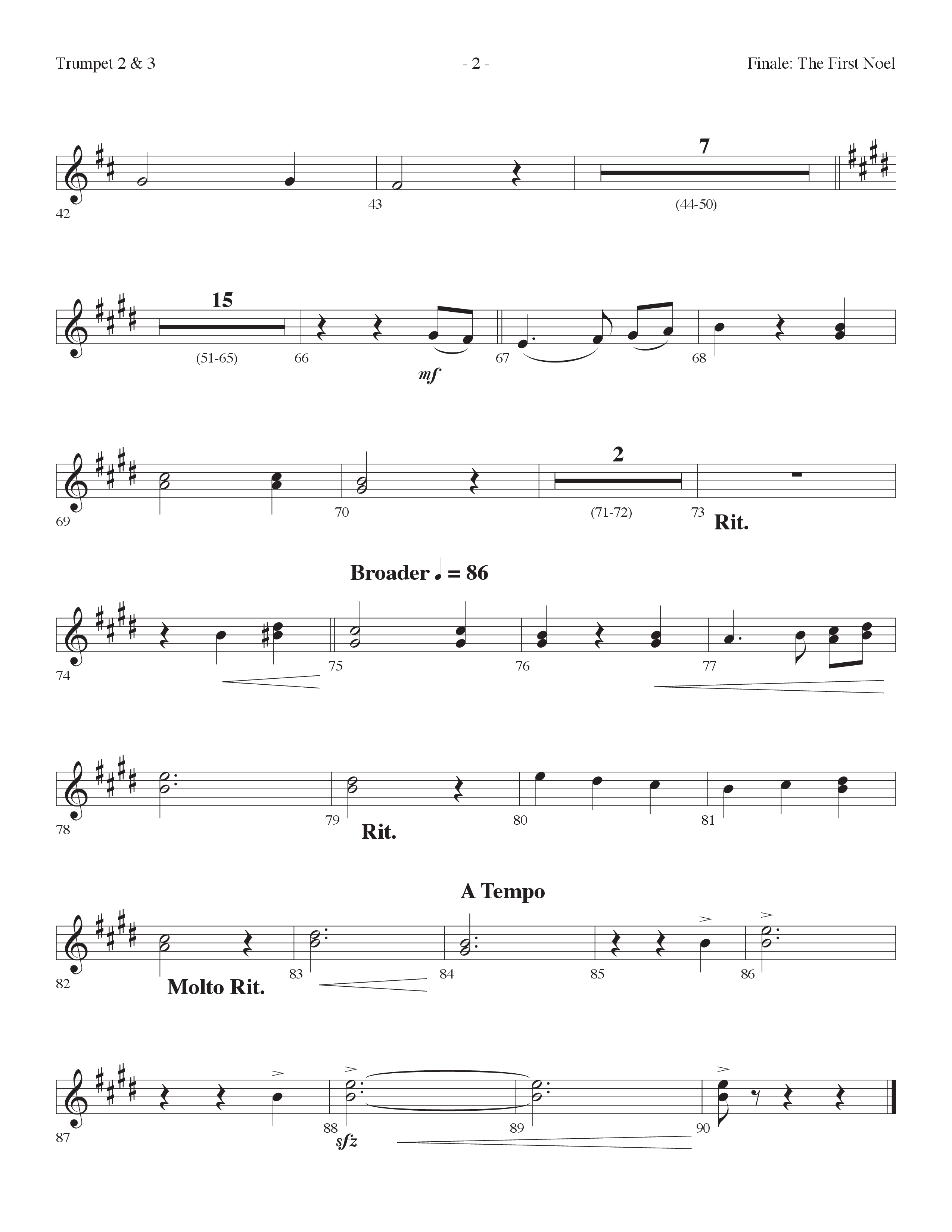 Finale The First Noel (Choral Anthem SATB) Trumpet 2/3 (Lifeway Choral / Arr. Dennis Allen)