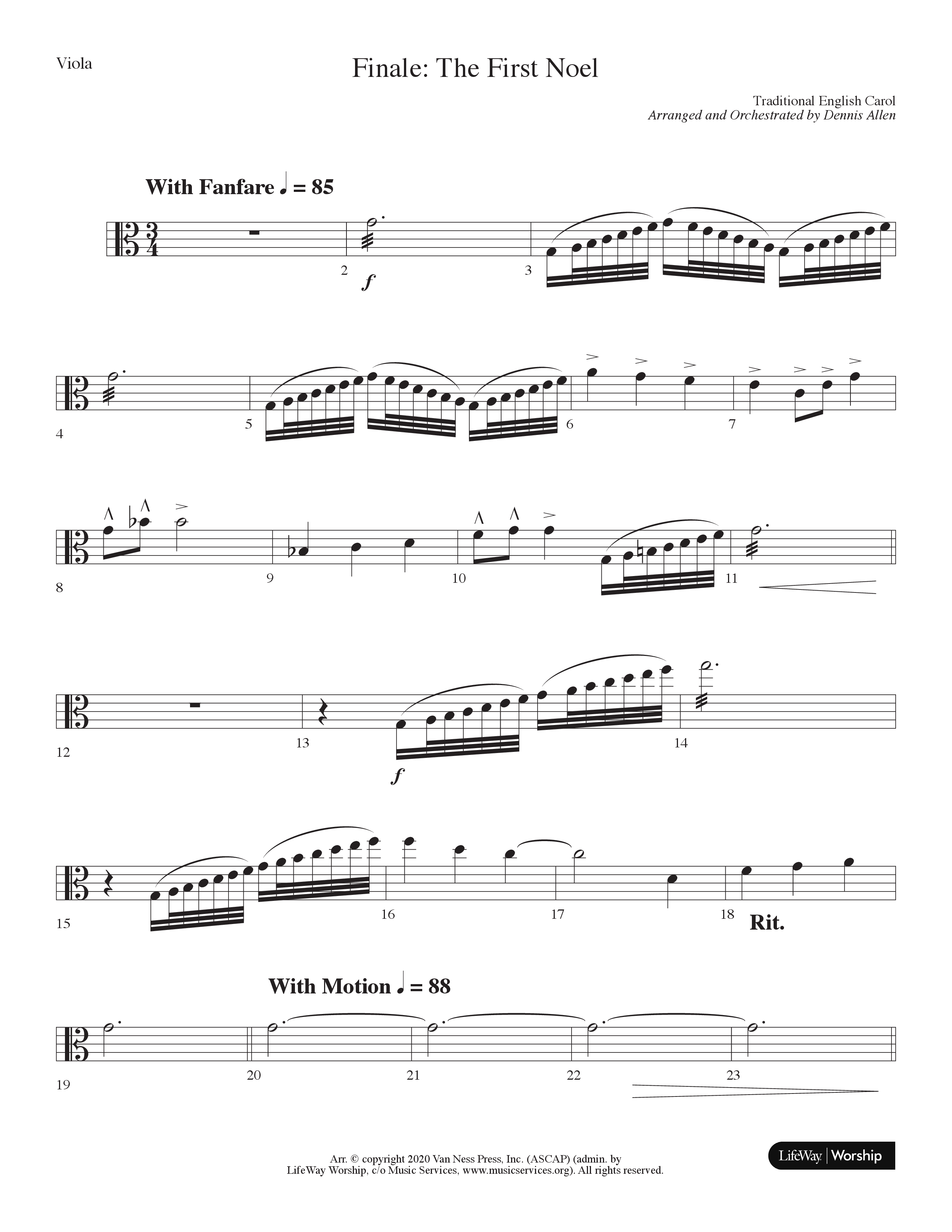 Finale The First Noel (Choral Anthem SATB) Viola (Lifeway Choral / Arr. Dennis Allen)