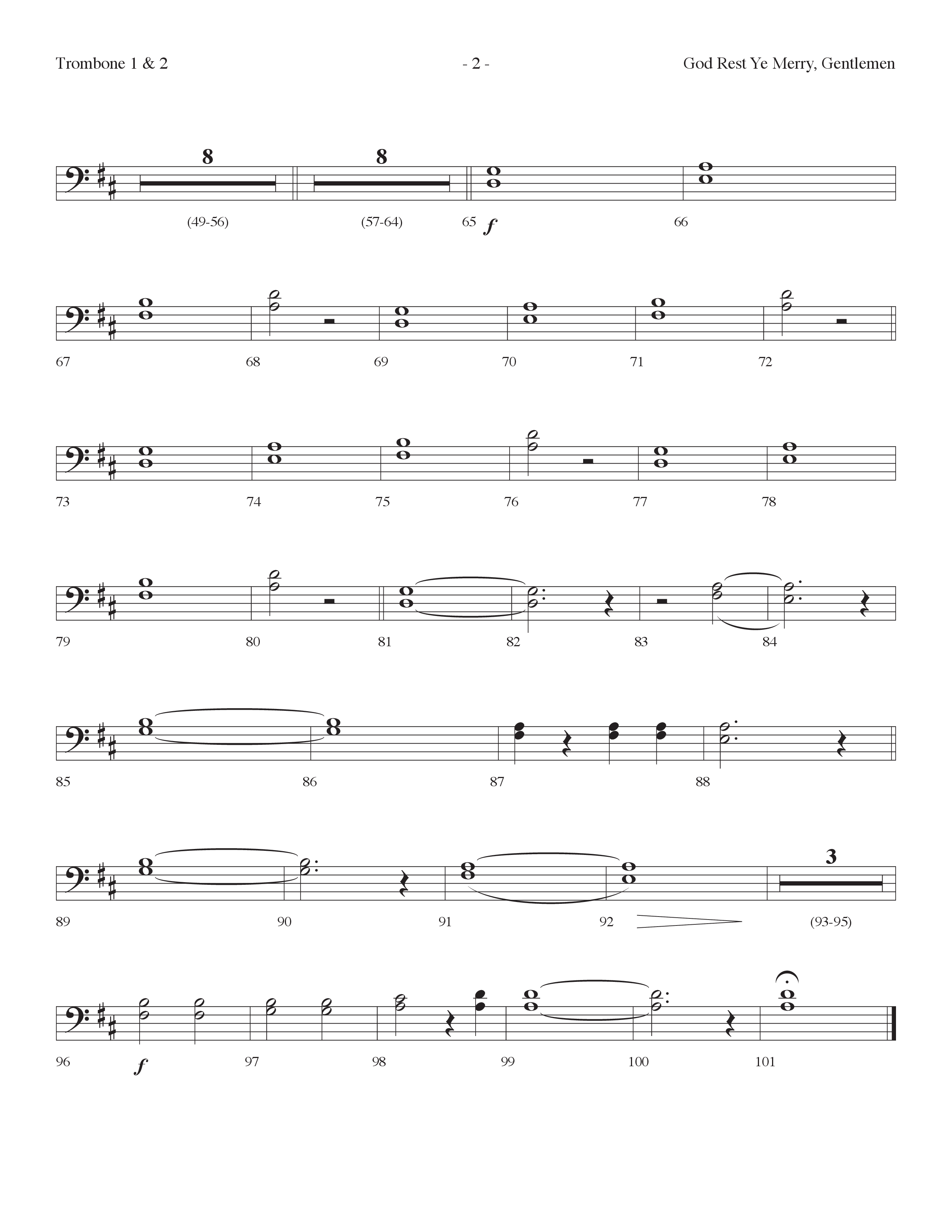 God Rest Ye Merry Gentlemen (with He Has Come For Us) (Choral Anthem SATB) Trombone 1/2 (Lifeway Choral / Arr. Dennis Allen)