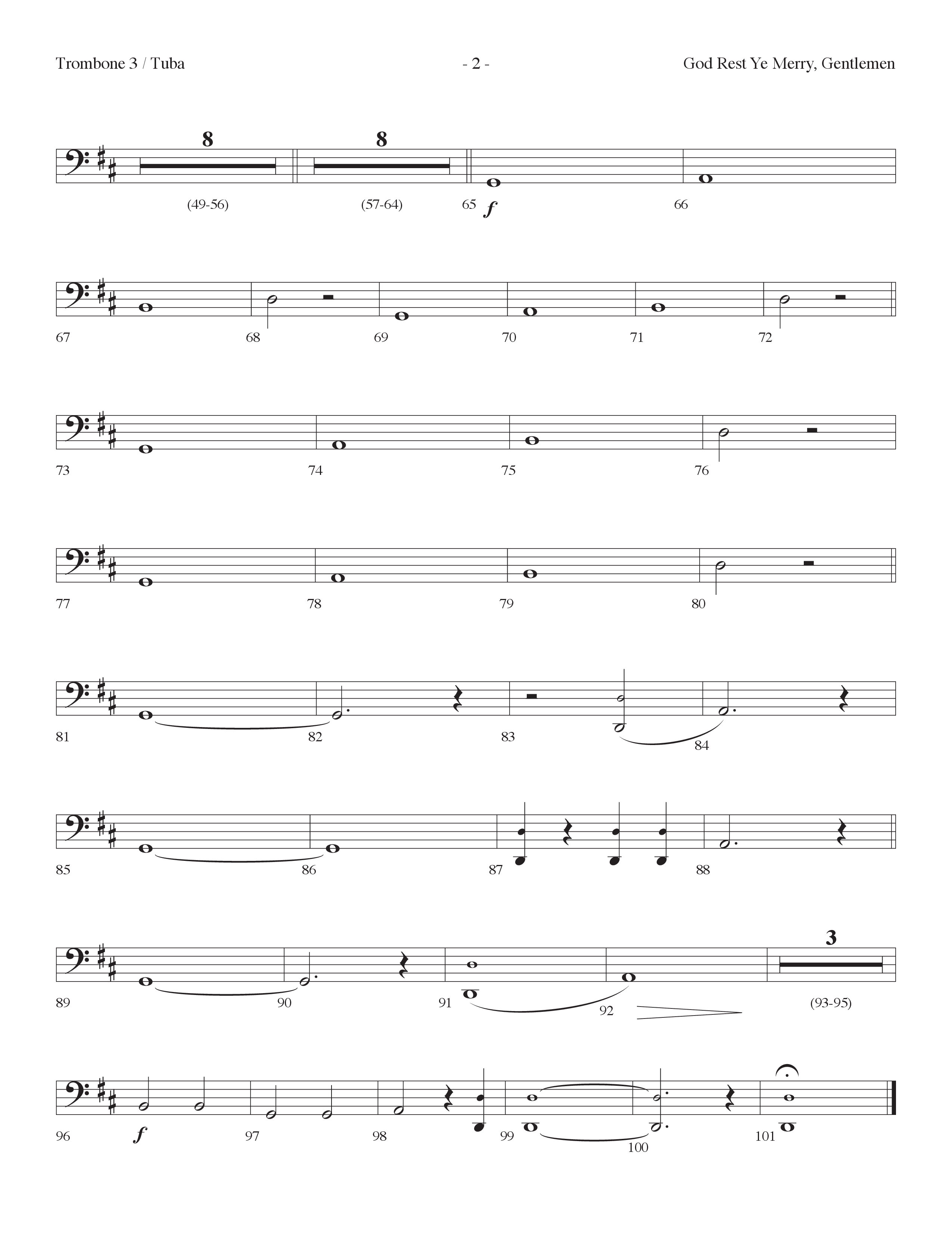 God Rest Ye Merry Gentlemen (with He Has Come For Us) (Choral Anthem SATB) Trombone 3/Tuba (Lifeway Choral / Arr. Dennis Allen)