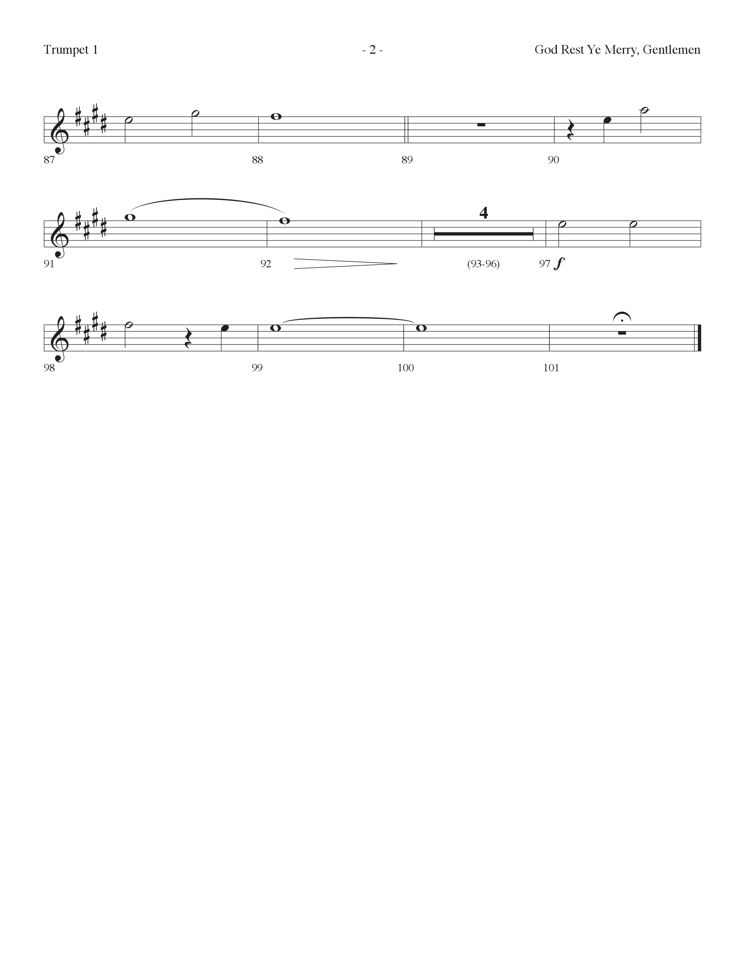 God Rest Ye Merry Gentlemen (with He Has Come For Us) (Choral Anthem SATB) Trumpet 1 (Lifeway Choral / Arr. Dennis Allen)