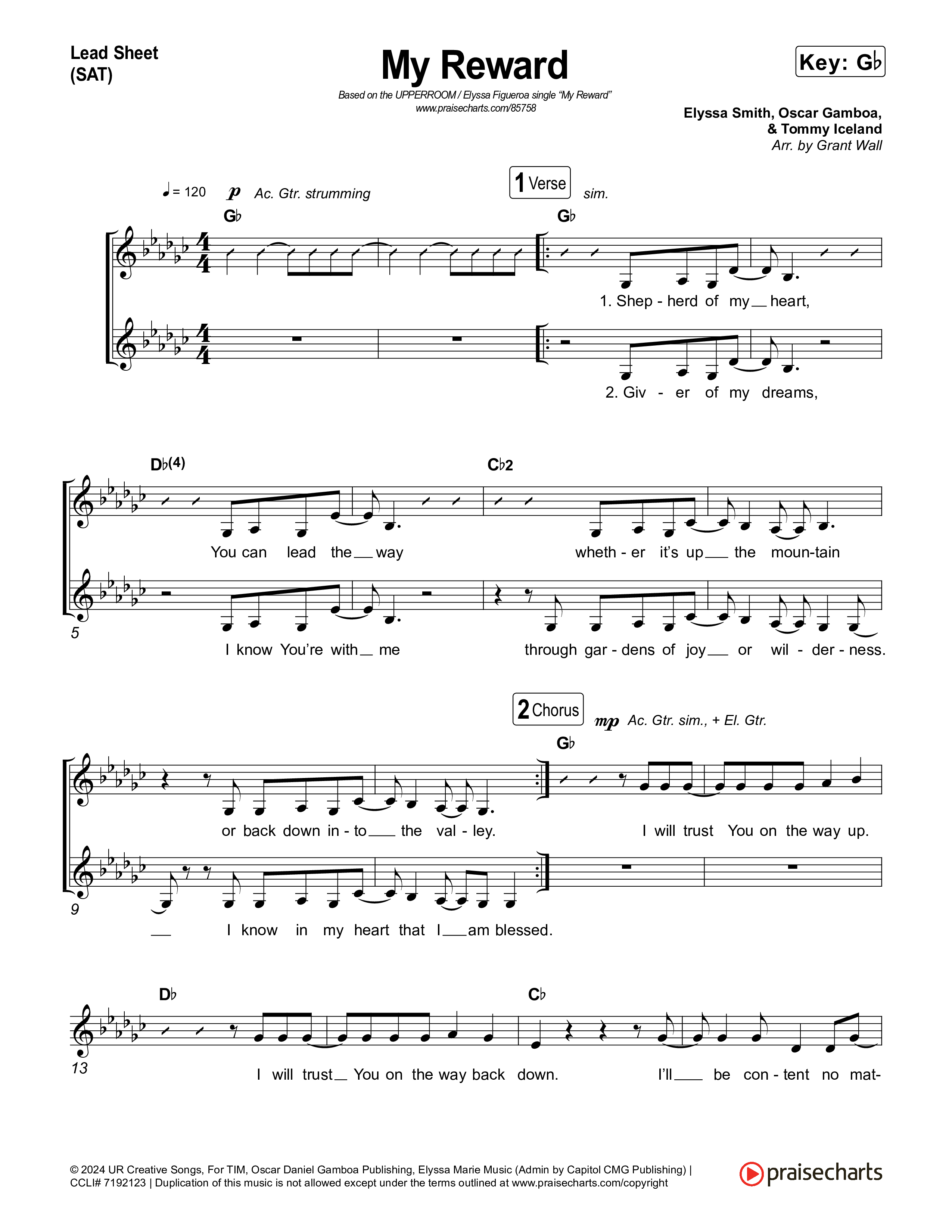 My Reward Lead Sheet (SAT) (UPPERROOM / Elyssa Figueroa)