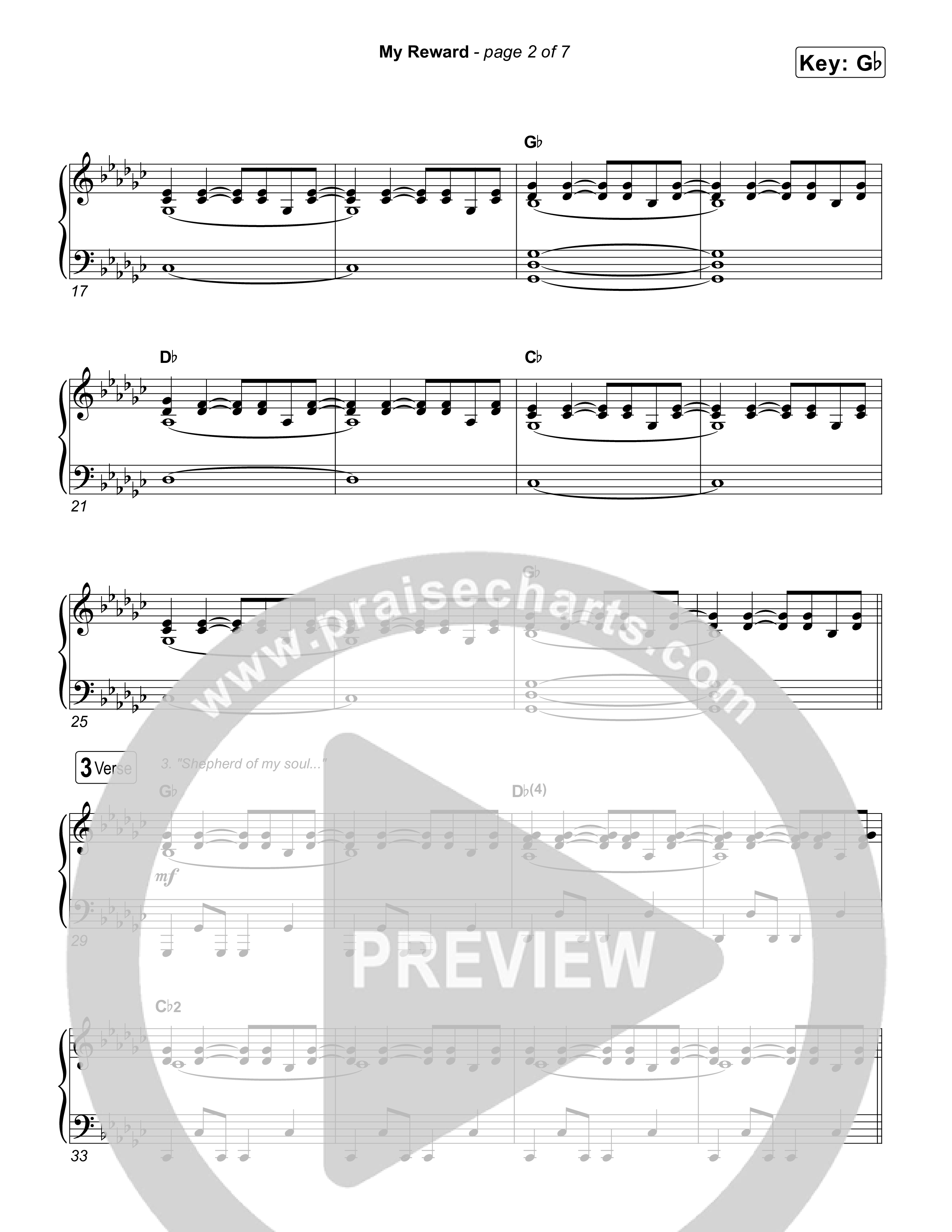 My Reward Piano Sheet (UPPERROOM / Elyssa Figueroa)