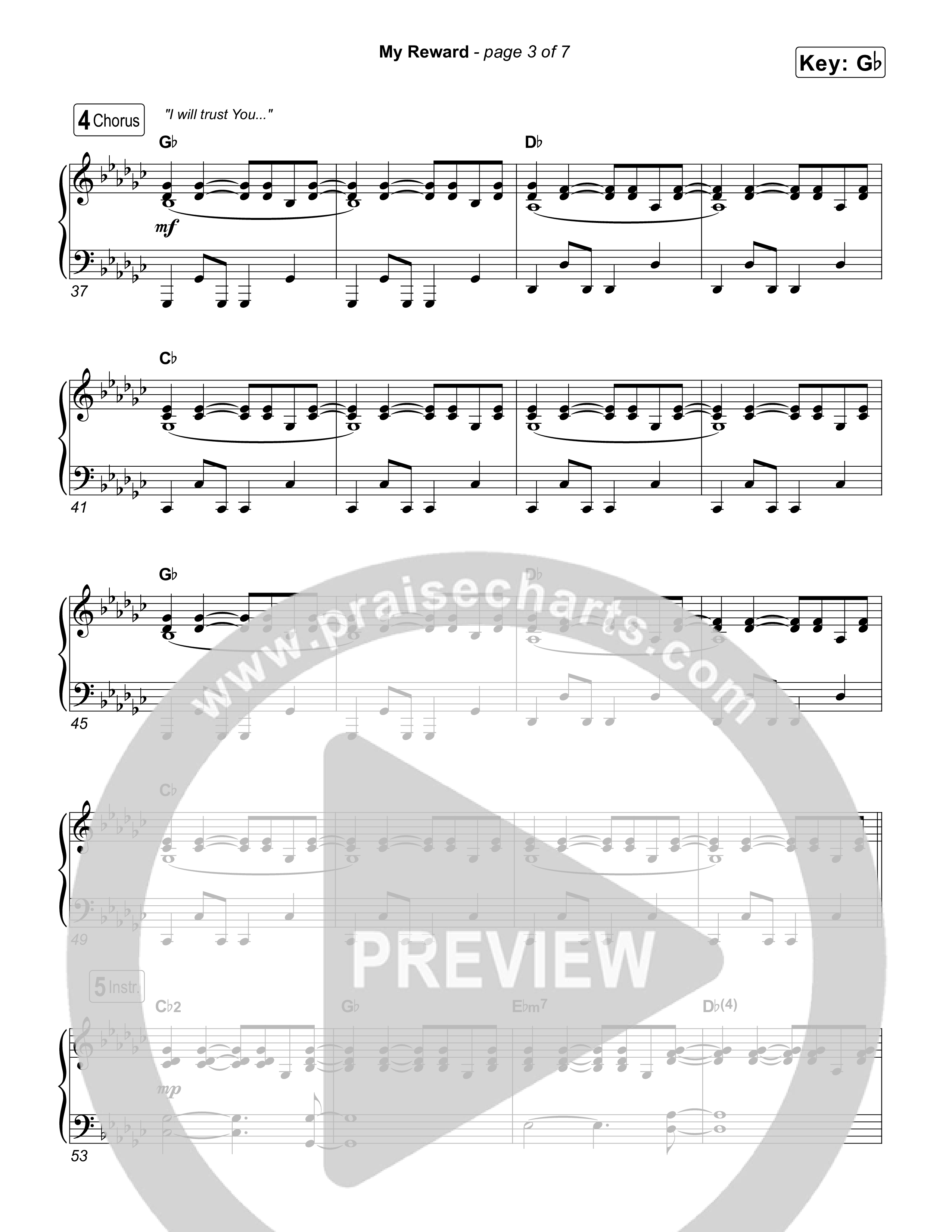 My Reward Piano Sheet (UPPERROOM / Elyssa Figueroa)