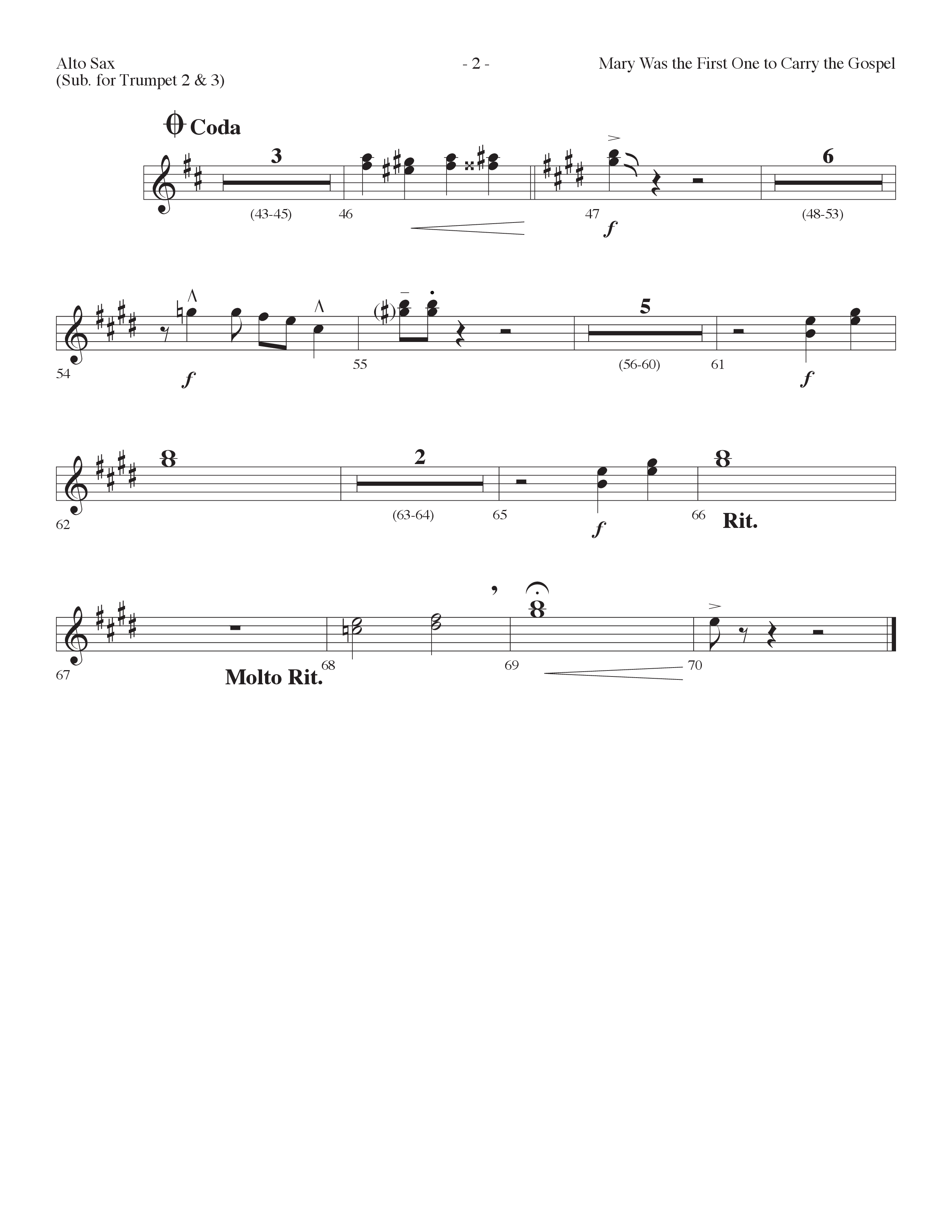 Mary Was The First One To Carry The Gospel (Choral Anthem SATB) Alto Sax (Lifeway Choral / Arr. Dennis Allen)