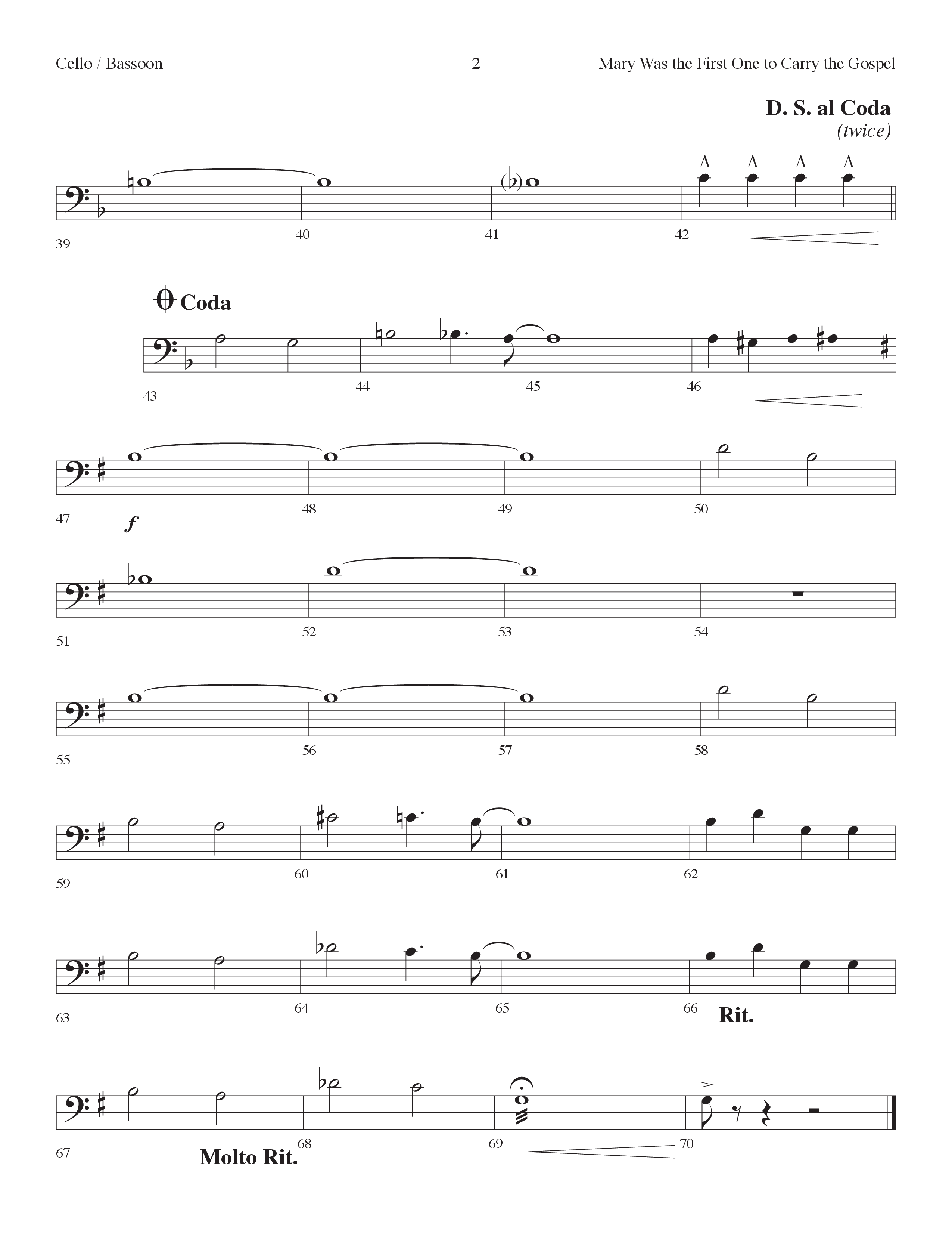 Mary Was The First One To Carry The Gospel (Choral Anthem SATB) Cello (Lifeway Choral / Arr. Dennis Allen)