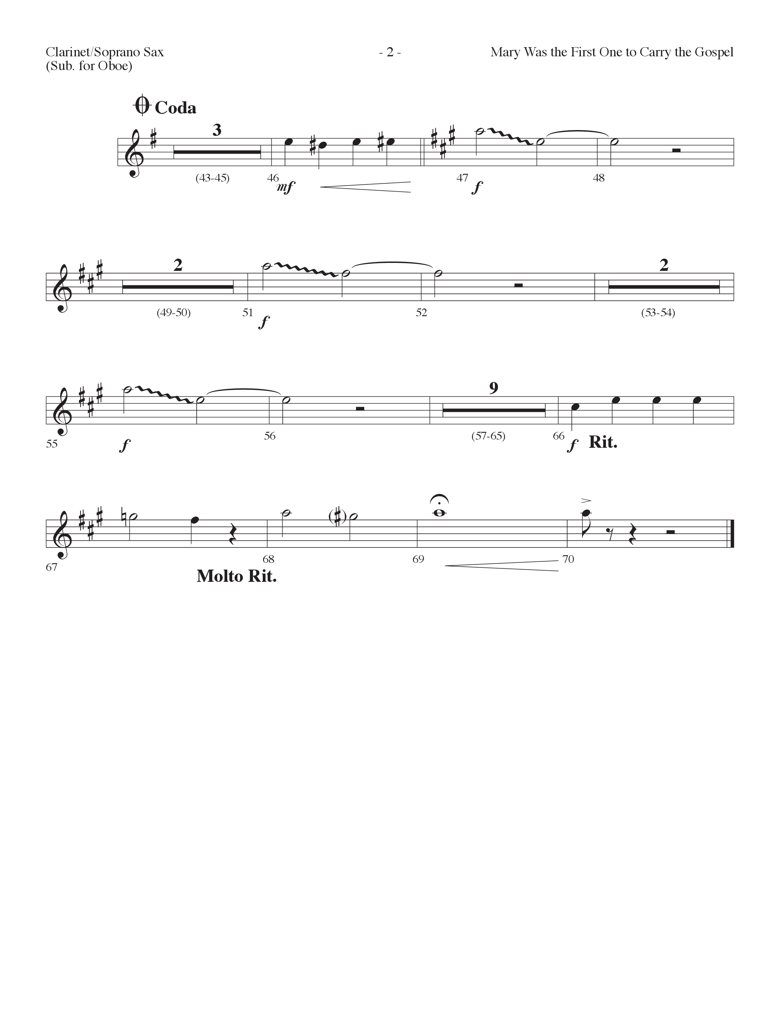 Mary Was The First One To Carry The Gospel (Choral Anthem SATB) Clarinet/Soprano Sax (Lifeway Choral / Arr. Dennis Allen)