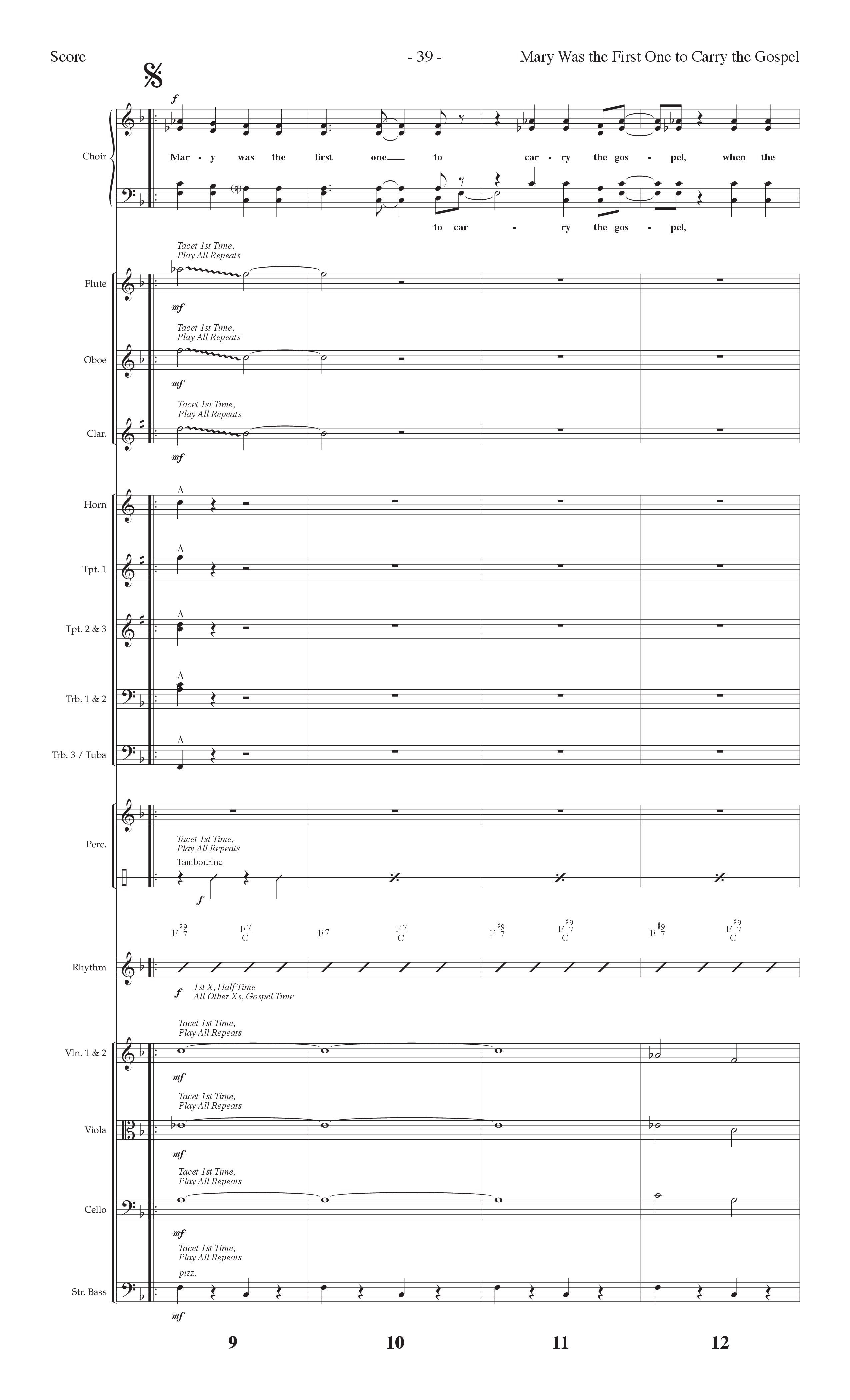 Mary Was The First One To Carry The Gospel (Choral Anthem SATB) Orchestration (Lifeway Choral / Arr. Dennis Allen)