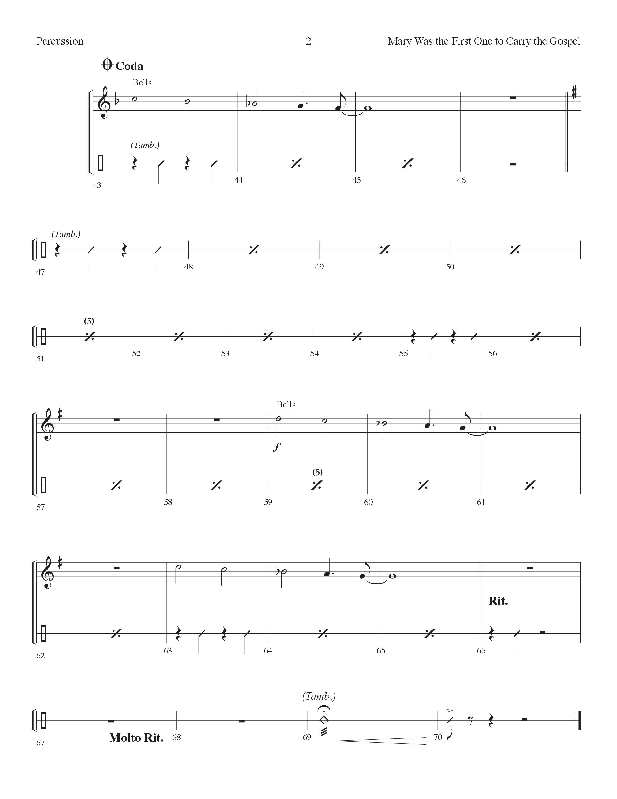 Mary Was The First One To Carry The Gospel (Choral Anthem SATB) Percussion (Lifeway Choral / Arr. Dennis Allen)