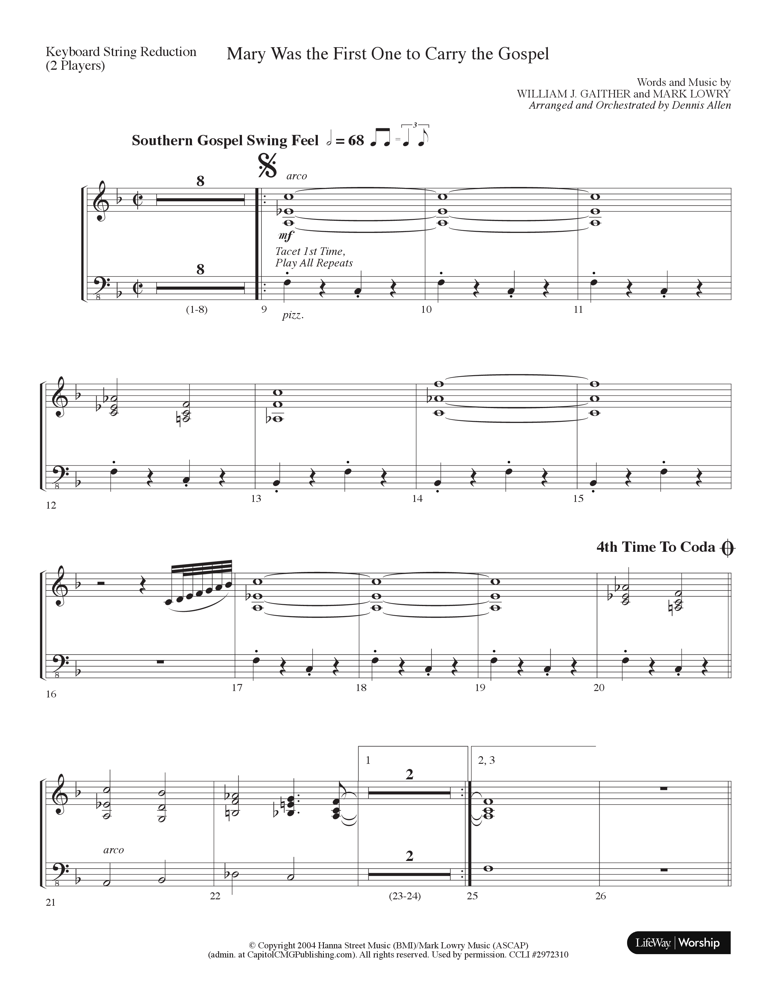 Mary Was The First One To Carry The Gospel (Choral Anthem SATB) String Reduction (Lifeway Choral / Arr. Dennis Allen)