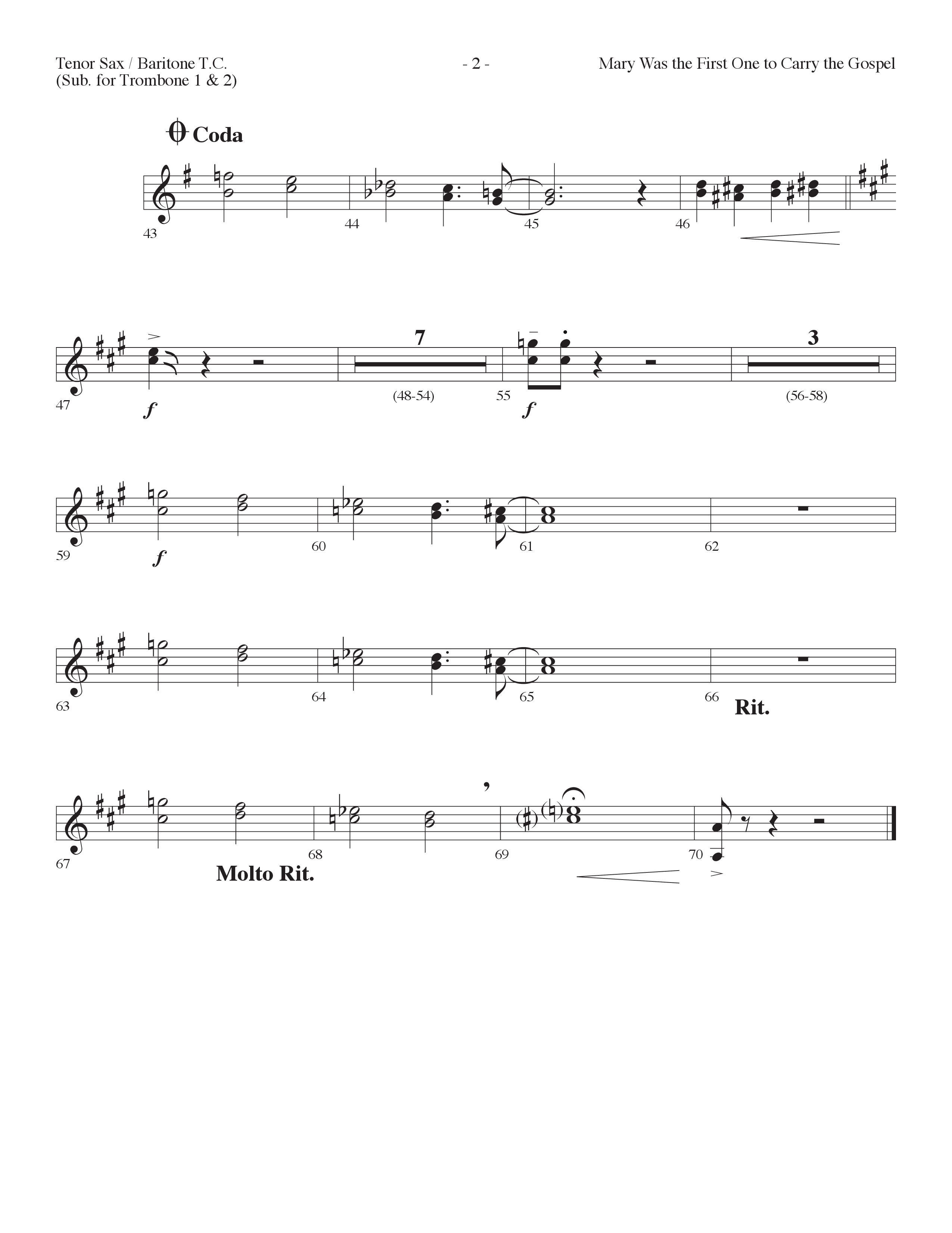 Mary Was The First One To Carry The Gospel (Choral Anthem SATB) Tenor Sax/Baritone T.C. (Lifeway Choral / Arr. Dennis Allen)