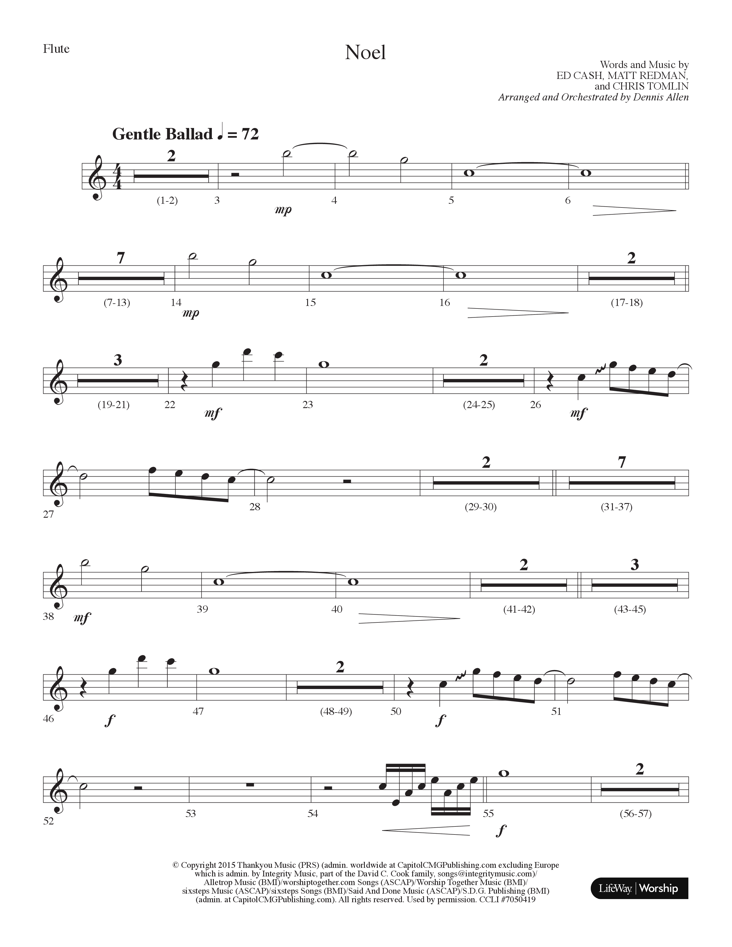 Noel (Choral Anthem SATB) Flute (Lifeway Choral / Arr. Dennis Allen)