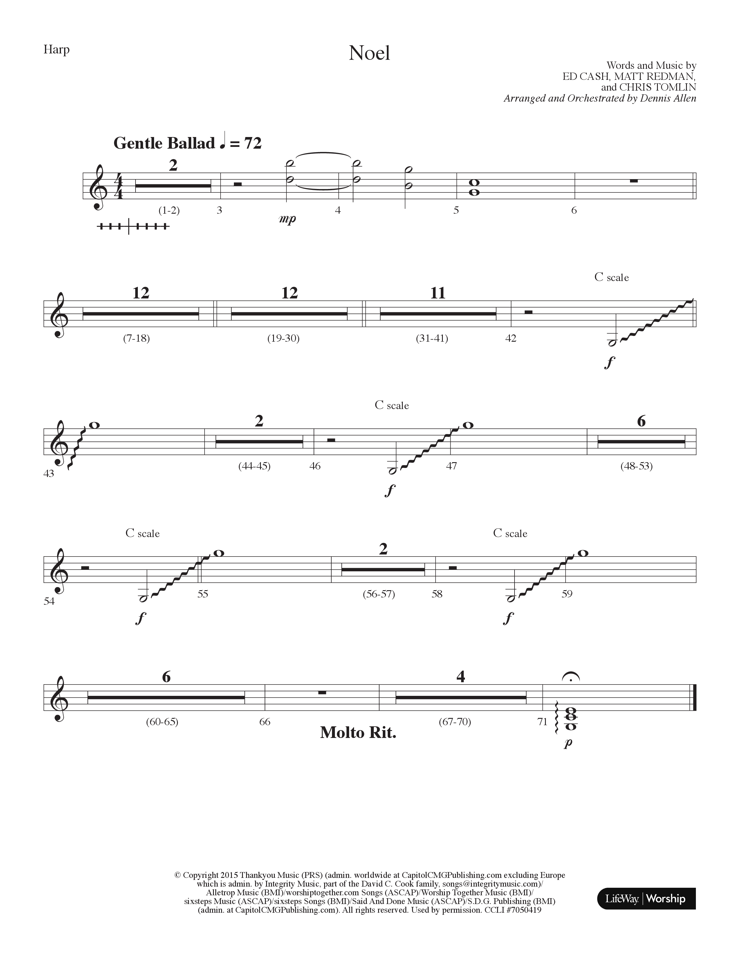 Noel (Choral Anthem SATB) Harp (Lifeway Choral / Arr. Dennis Allen)