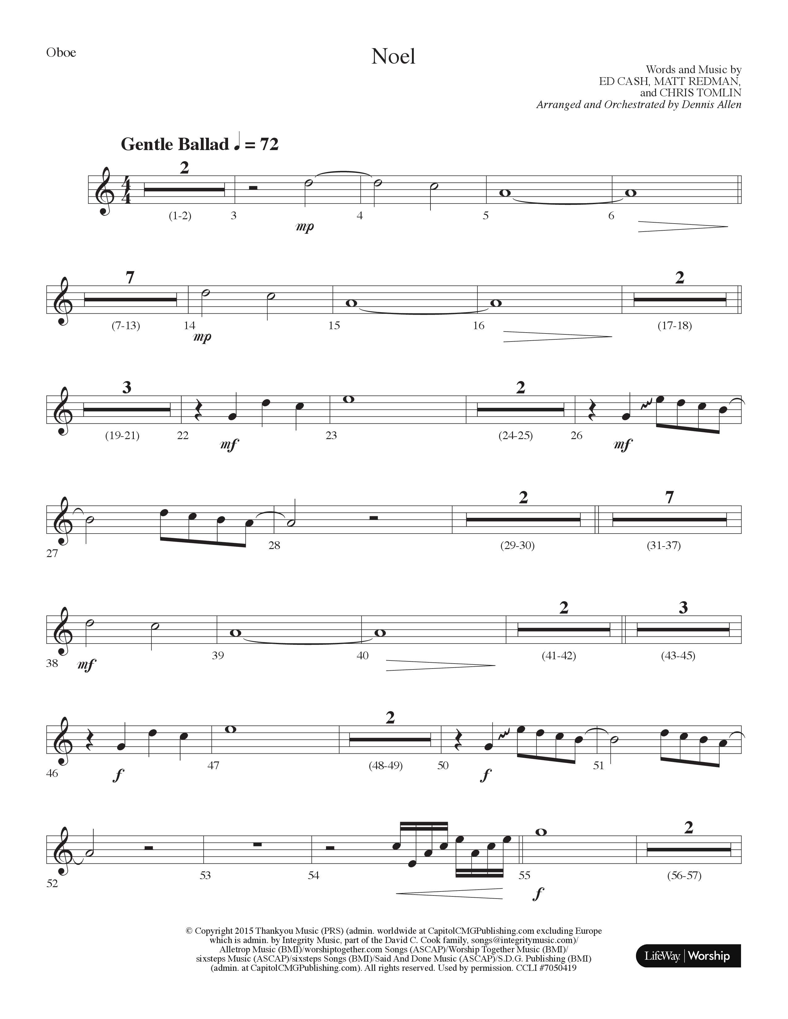 Noel (Choral Anthem SATB) Oboe (Lifeway Choral / Arr. Dennis Allen)