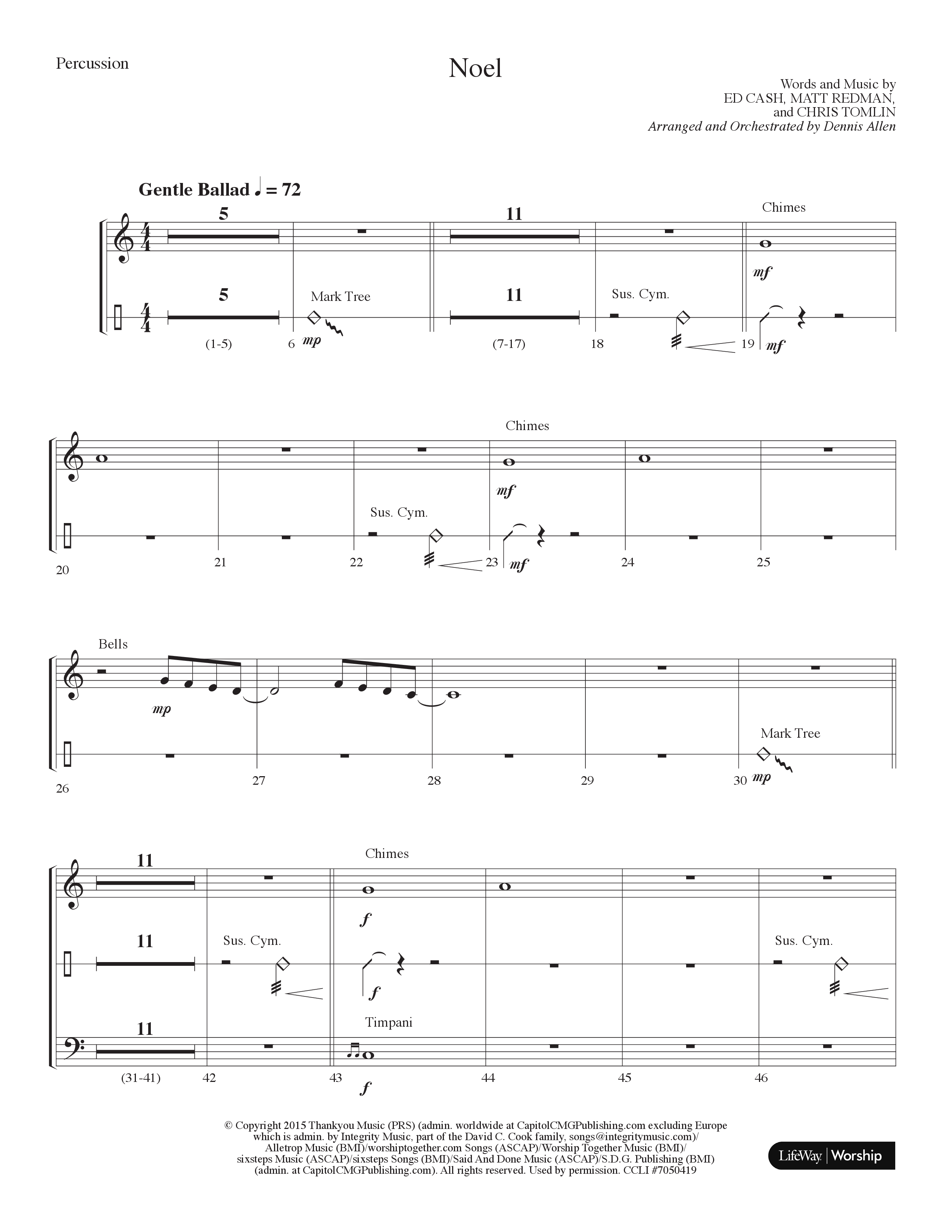Noel (Choral Anthem SATB) Percussion (Lifeway Choral / Arr. Dennis Allen)