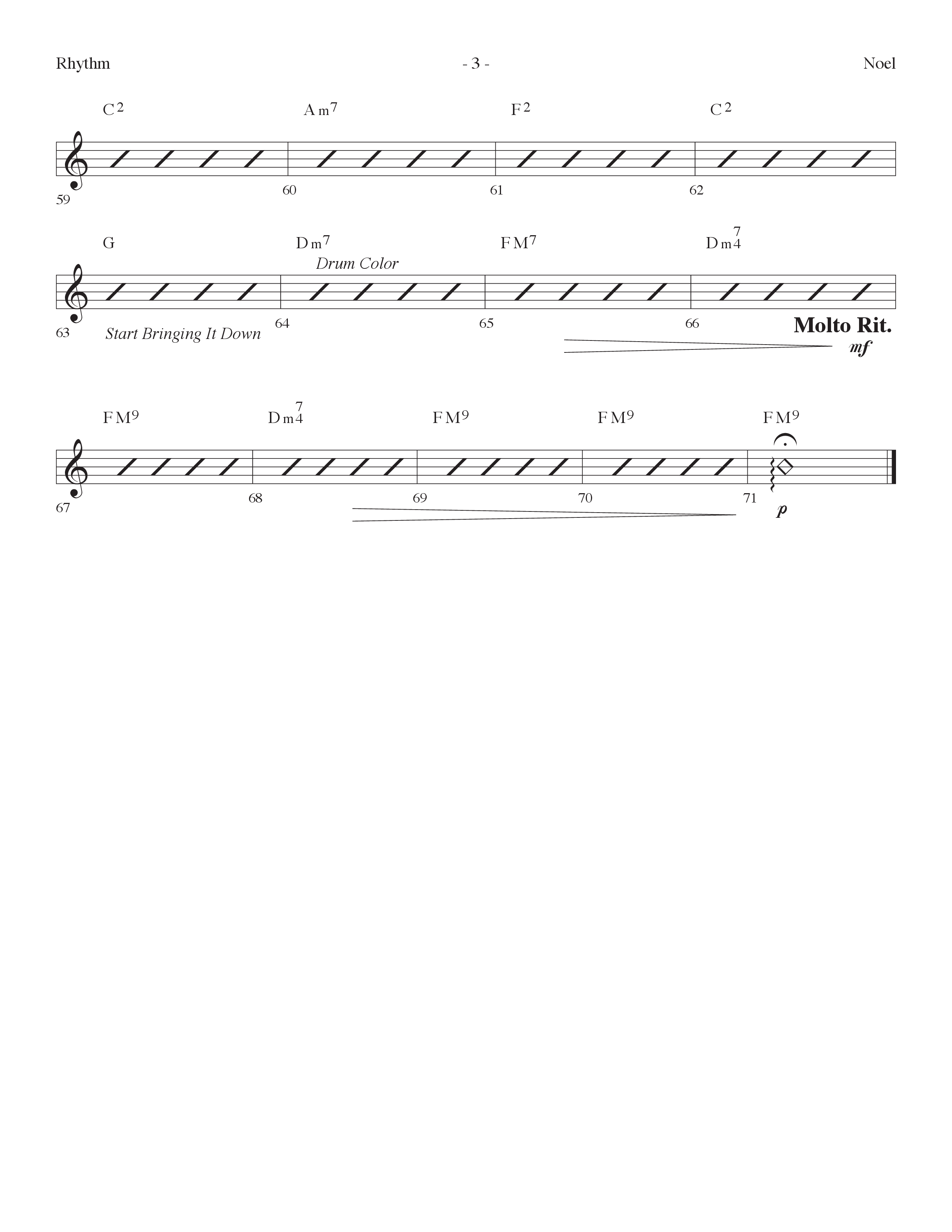 Noel (Choral Anthem SATB) Rhythm Chart (Lifeway Choral / Arr. Dennis Allen)