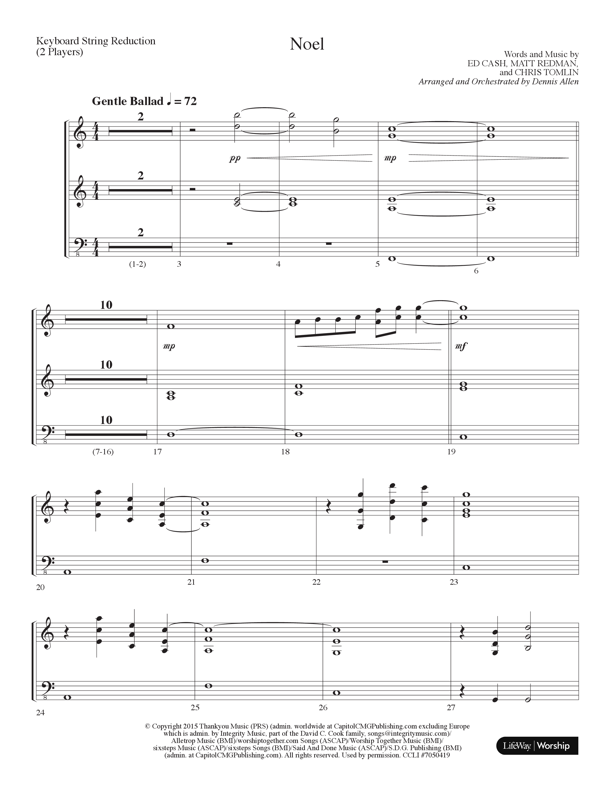 Noel (Choral Anthem SATB) String Reduction (Lifeway Choral / Arr. Dennis Allen)