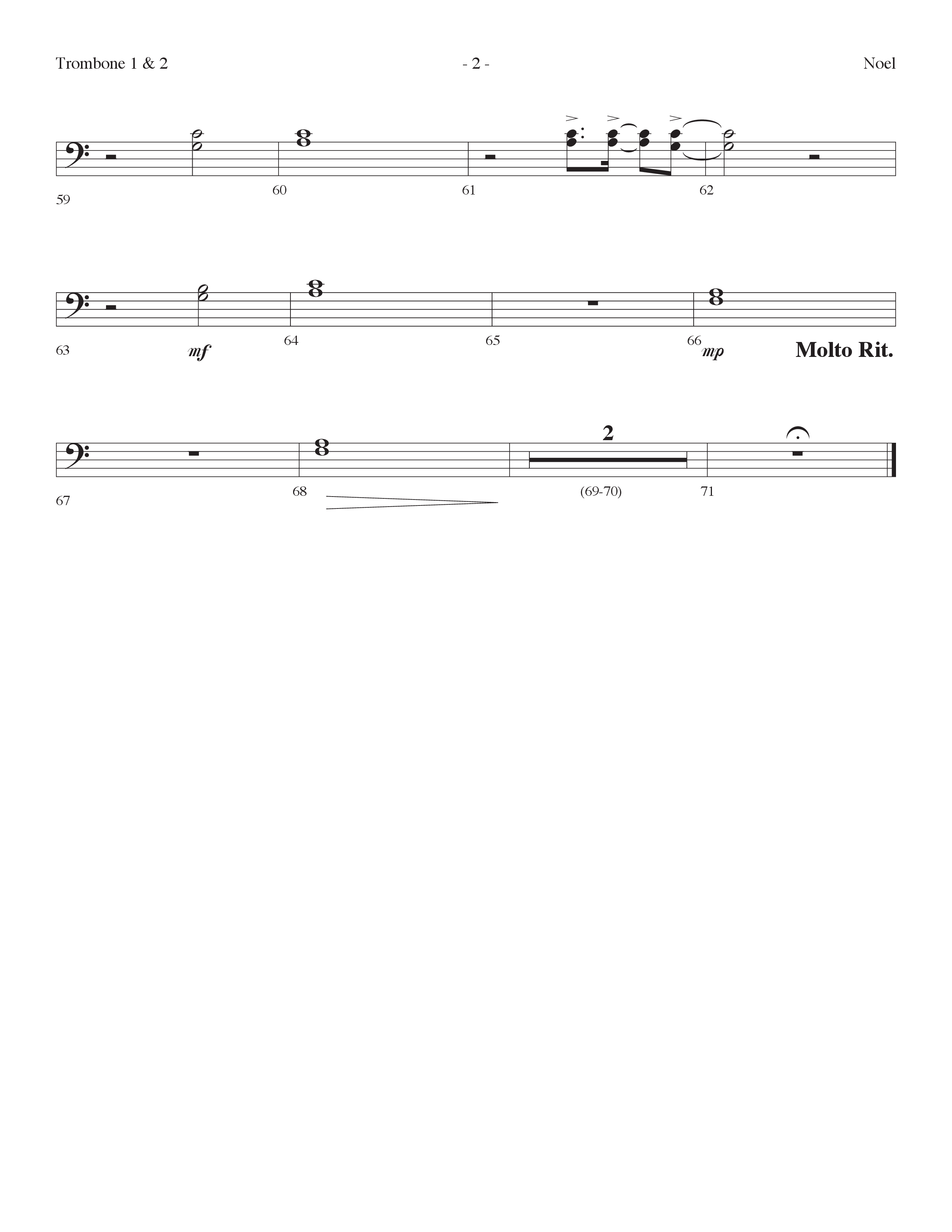 Noel (Choral Anthem SATB) Trombone 1/2 (Lifeway Choral / Arr. Dennis Allen)