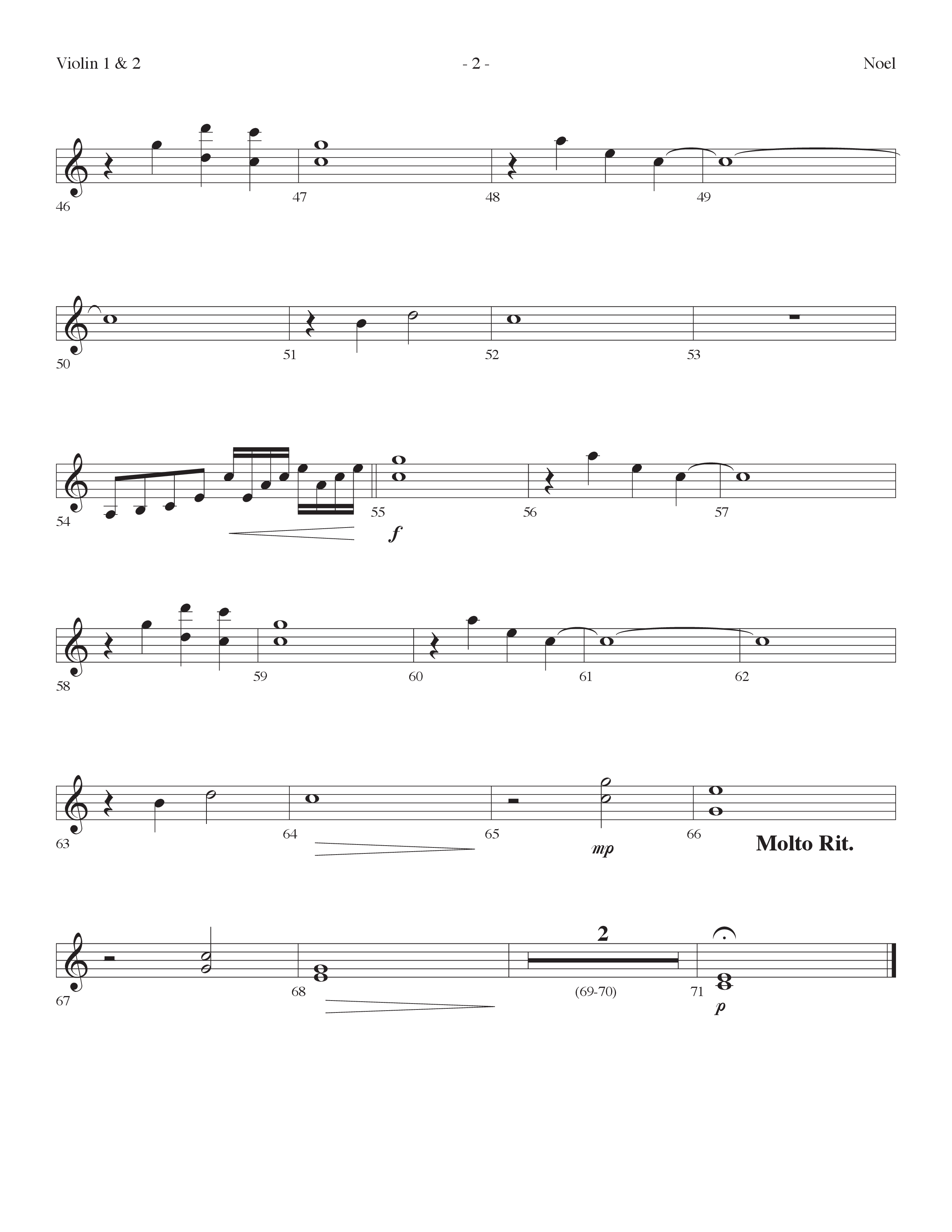 Noel (Choral Anthem SATB) Violin 1/2 (Lifeway Choral / Arr. Dennis Allen)