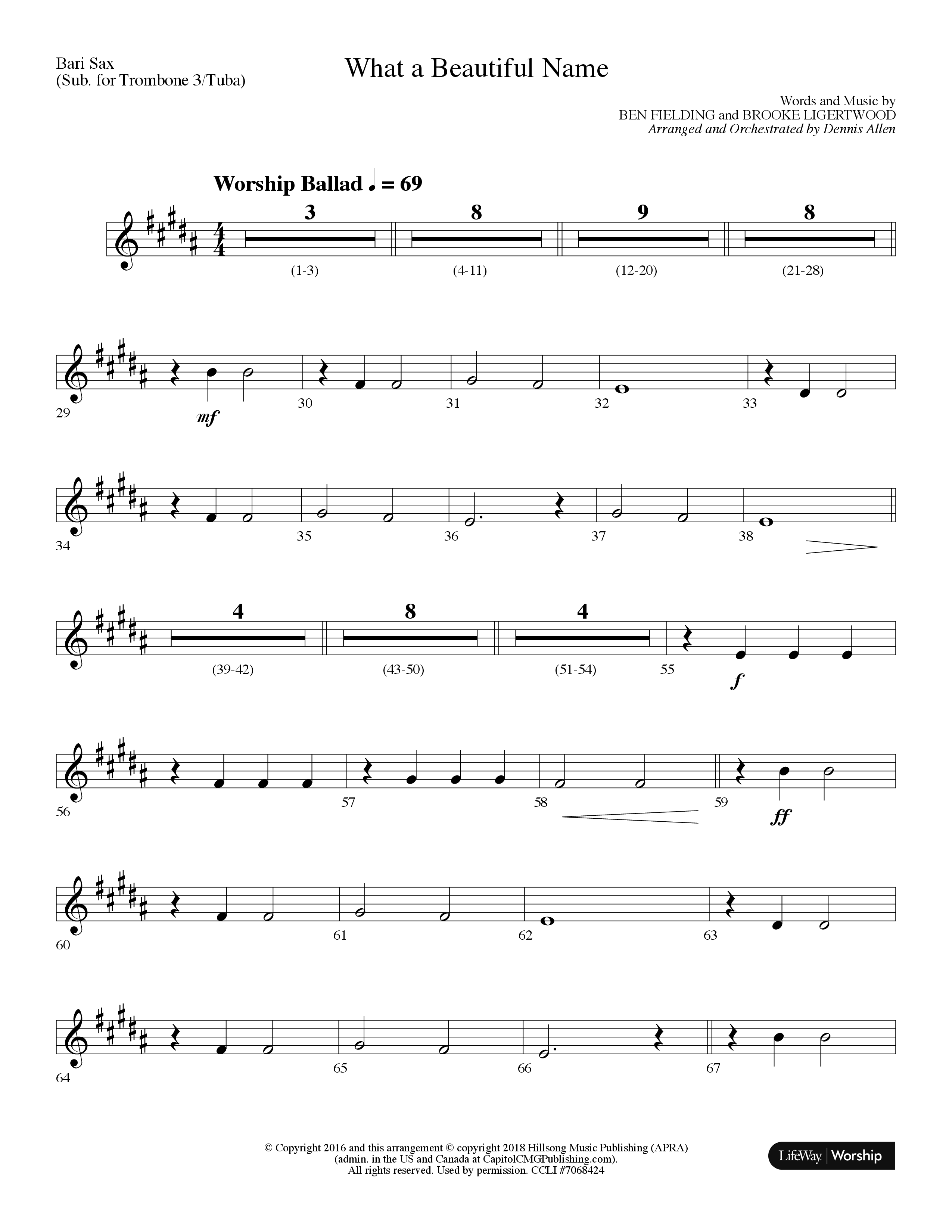 What A Beautiful Name (Choral Anthem SATB) Bari Sax (Lifeway Choral / Arr. Dennis Allen)
