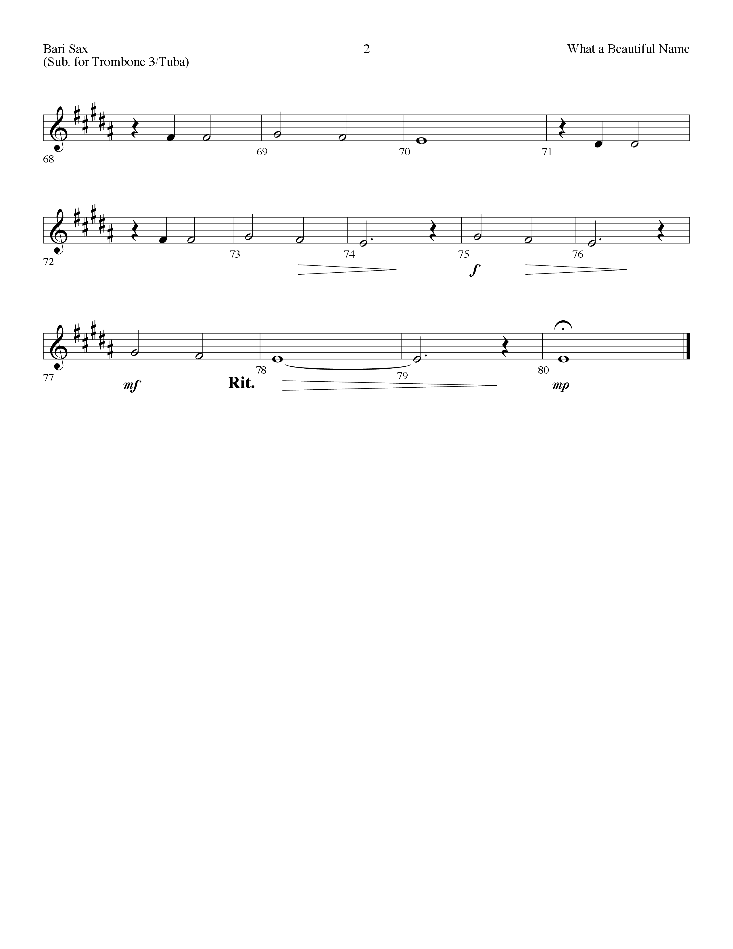 What A Beautiful Name (Choral Anthem SATB) Bari Sax (Lifeway Choral / Arr. Dennis Allen)