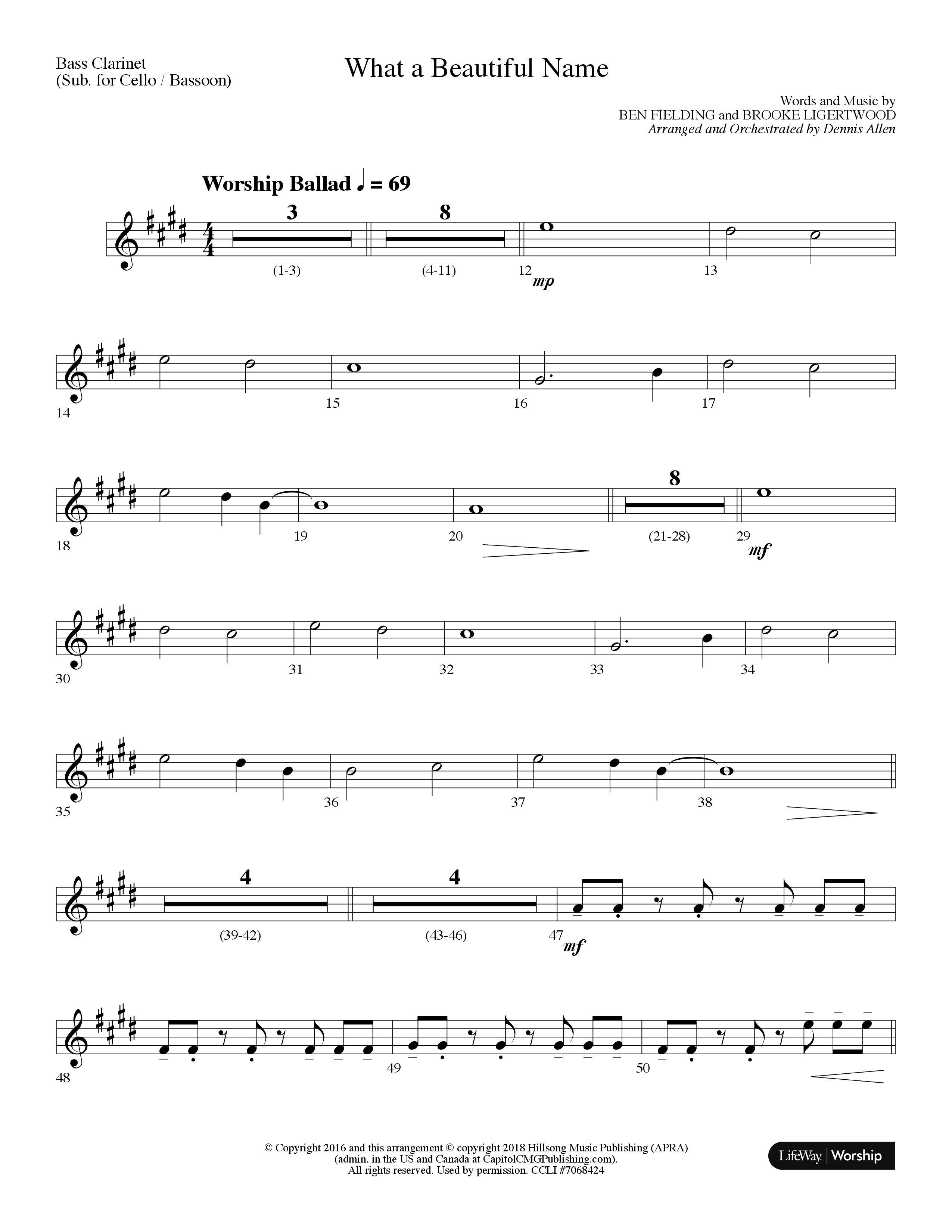 What A Beautiful Name (Choral Anthem SATB) Bass Clarinet (Lifeway Choral / Arr. Dennis Allen)