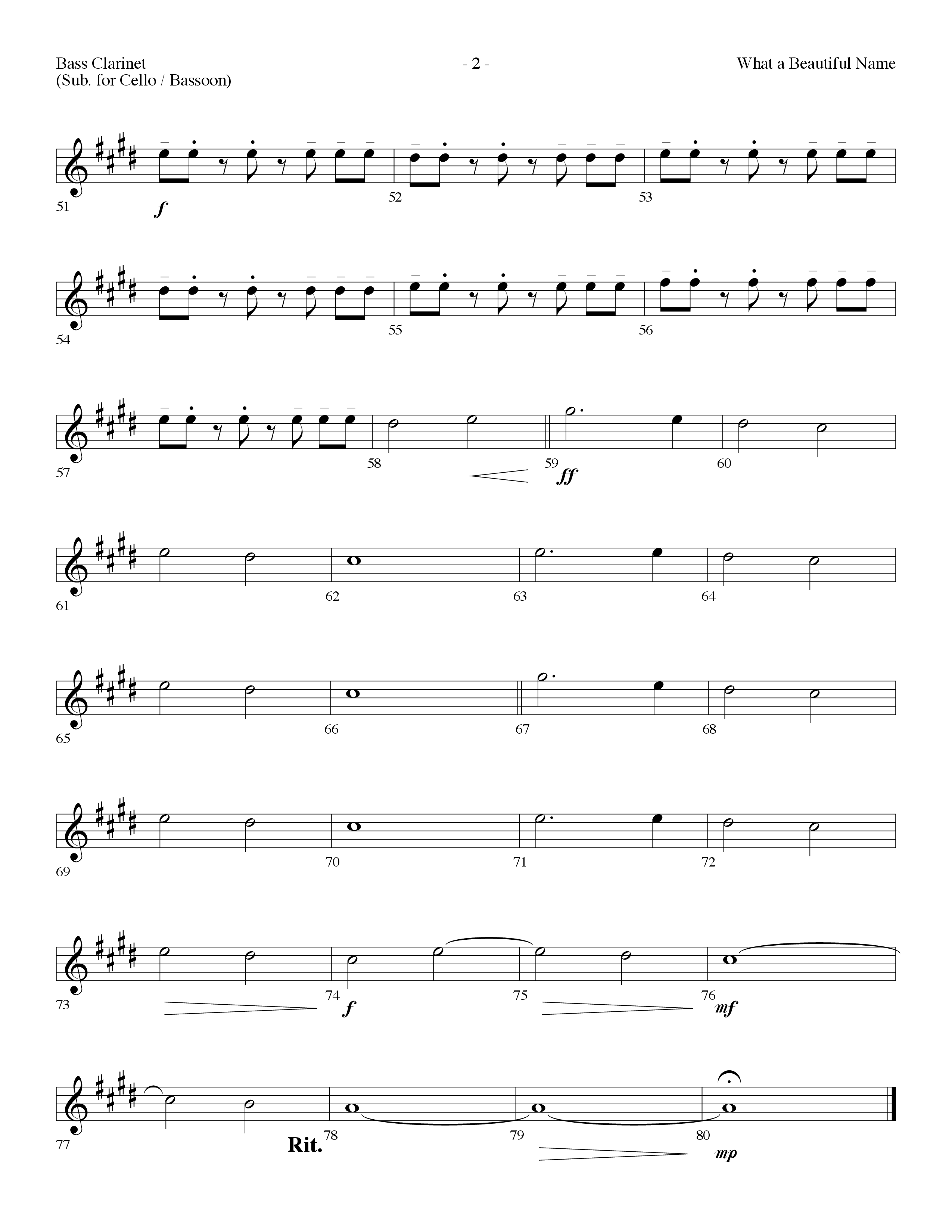 What A Beautiful Name (Choral Anthem SATB) Bass Clarinet (Lifeway Choral / Arr. Dennis Allen)