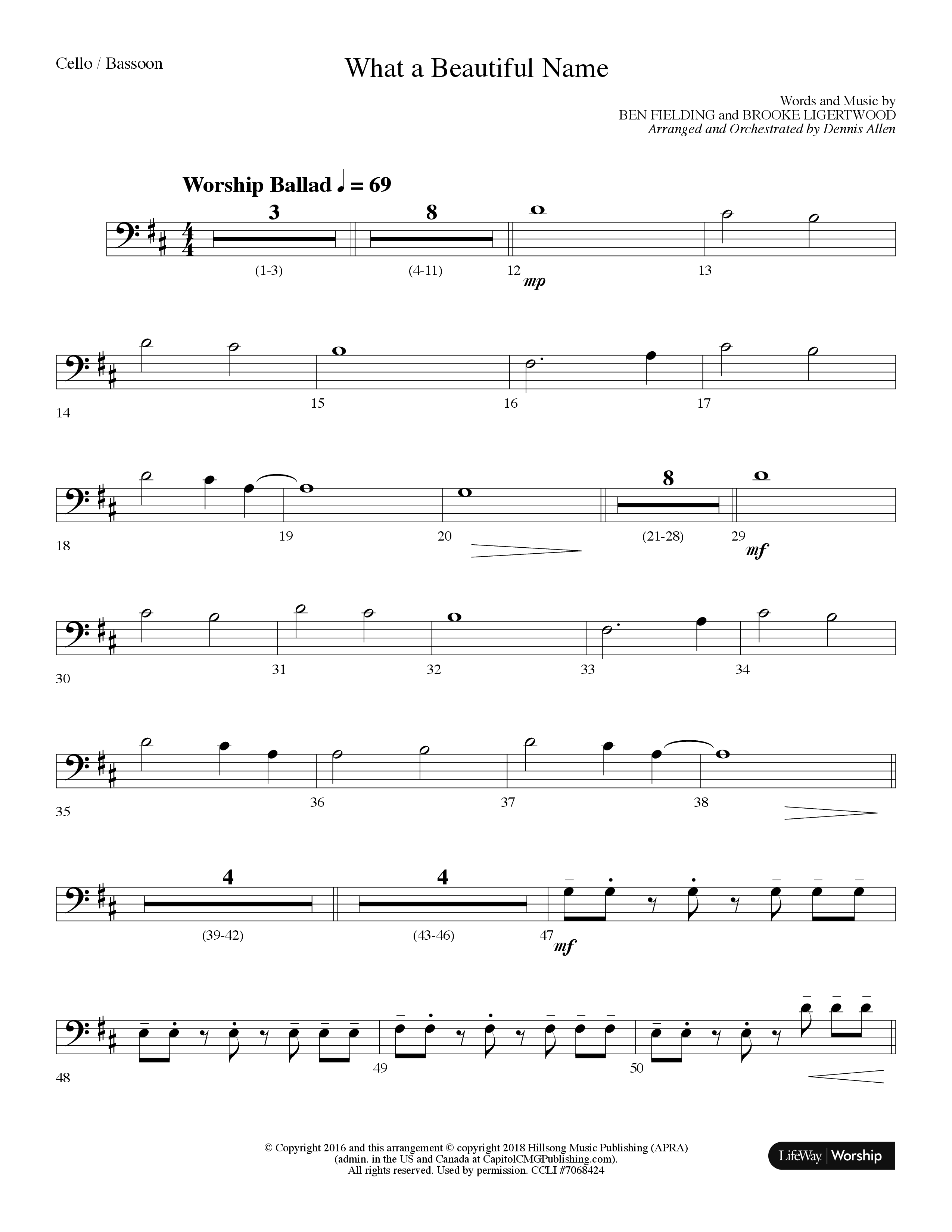 What A Beautiful Name (Choral Anthem SATB) Cello (Lifeway Choral / Arr. Dennis Allen)