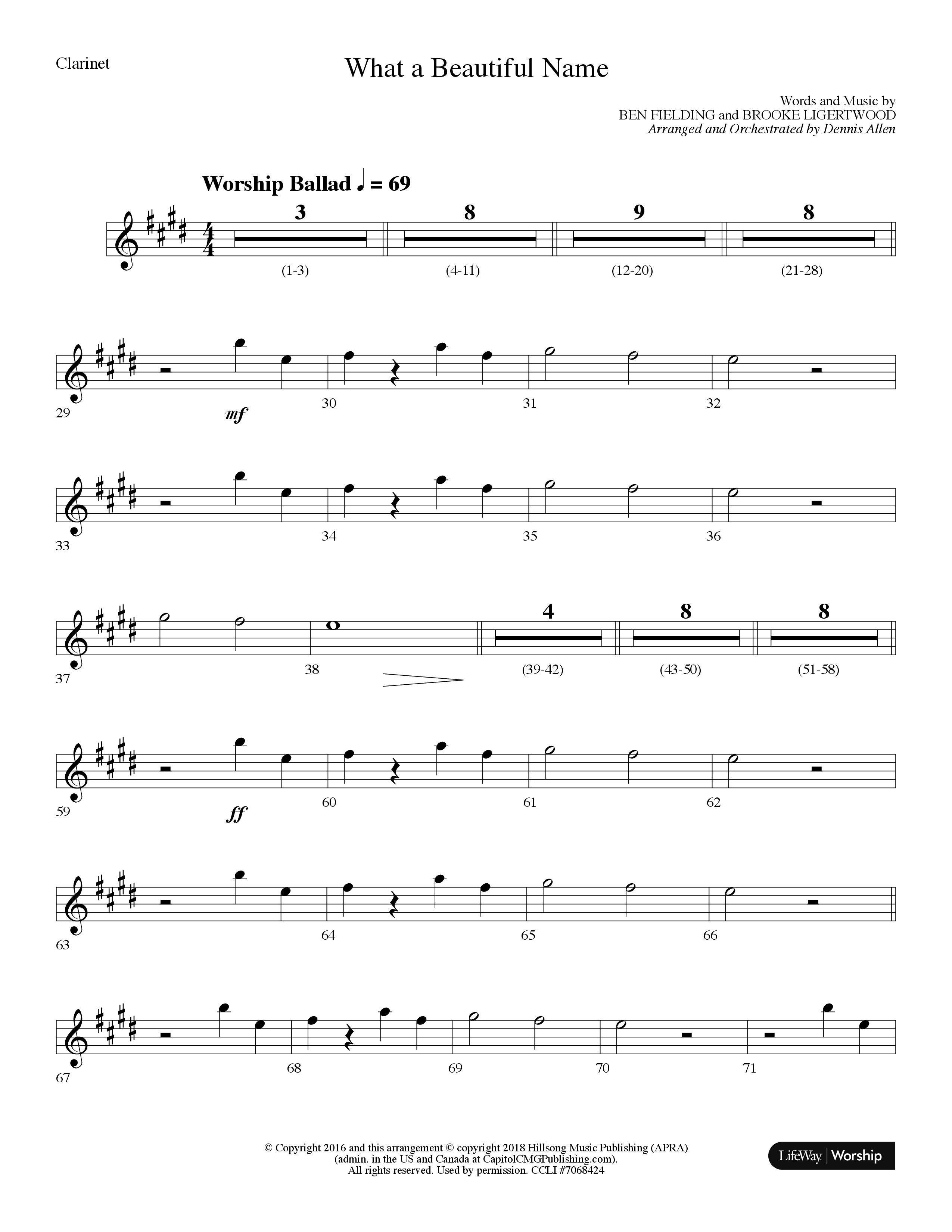 What A Beautiful Name (Choral Anthem SATB) Clarinet (Lifeway Choral / Arr. Dennis Allen)