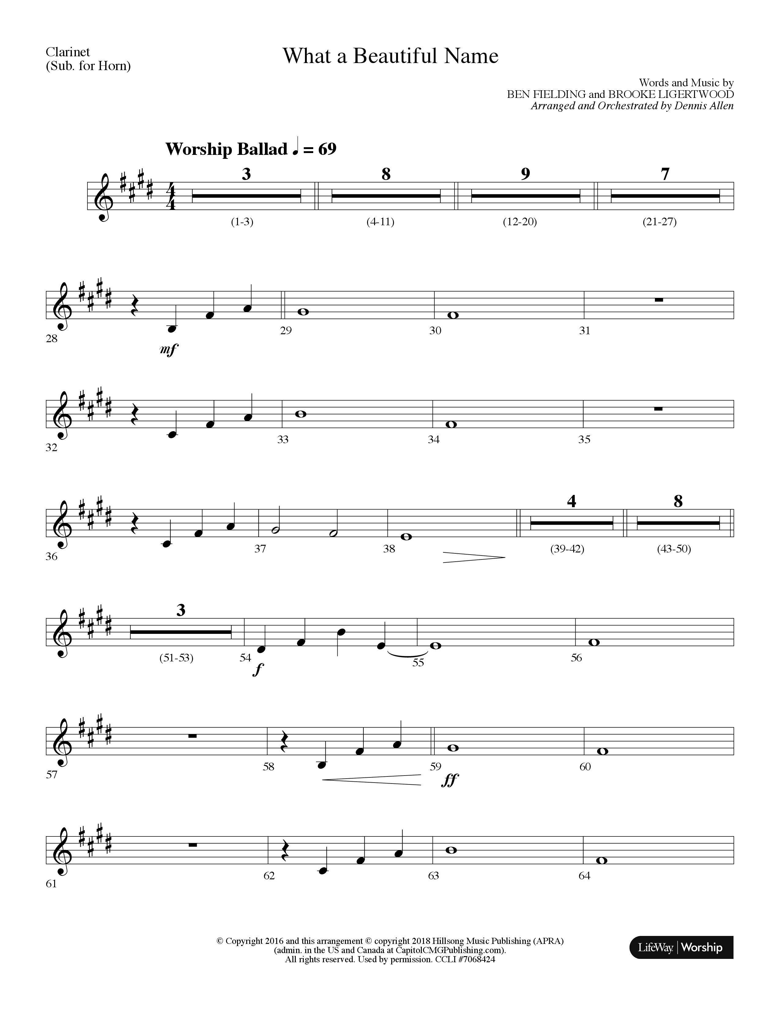 What A Beautiful Name (Choral Anthem SATB) Clarinet (Lifeway Choral / Arr. Dennis Allen)