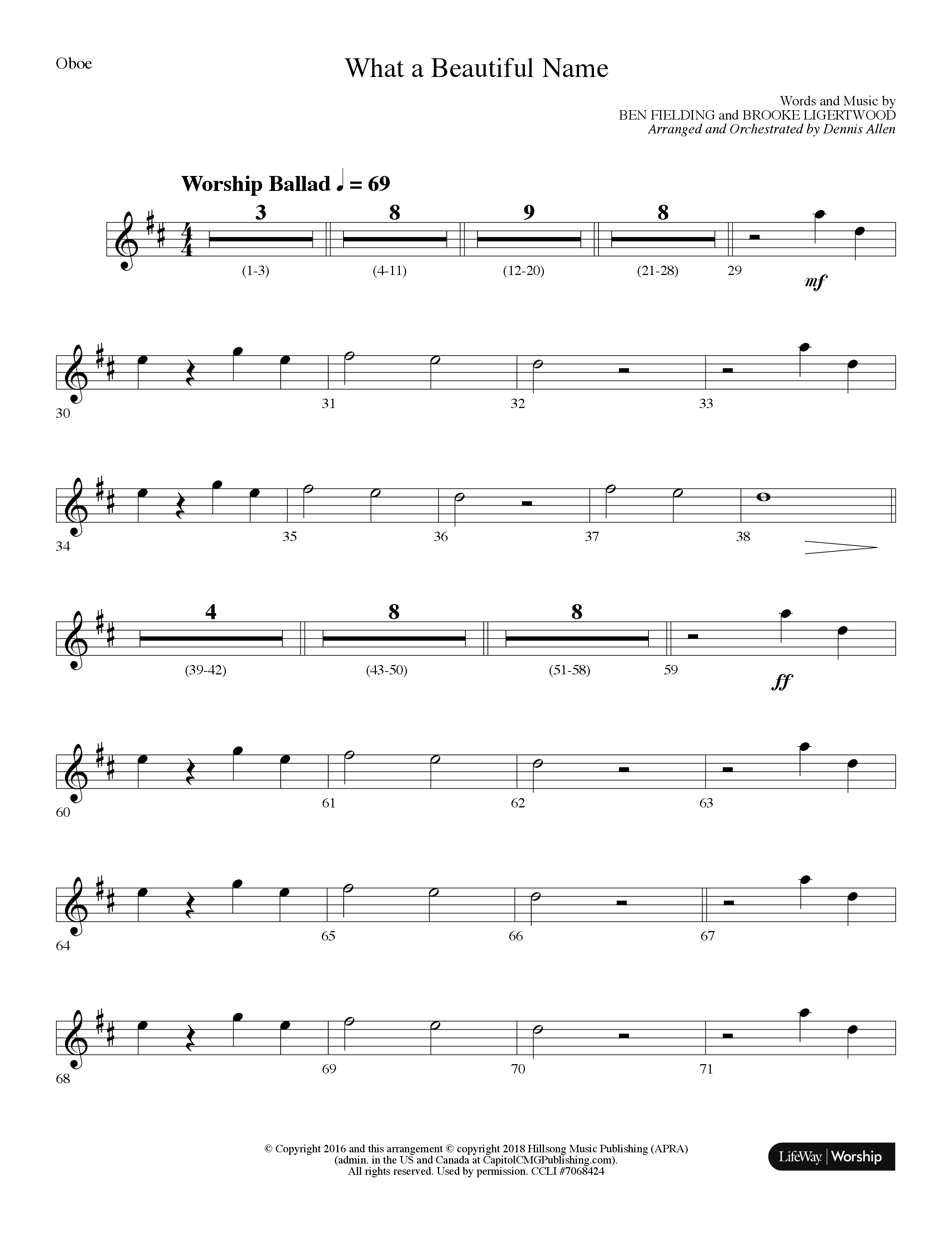 What A Beautiful Name (Choral Anthem SATB) Oboe (Lifeway Choral / Arr. Dennis Allen)