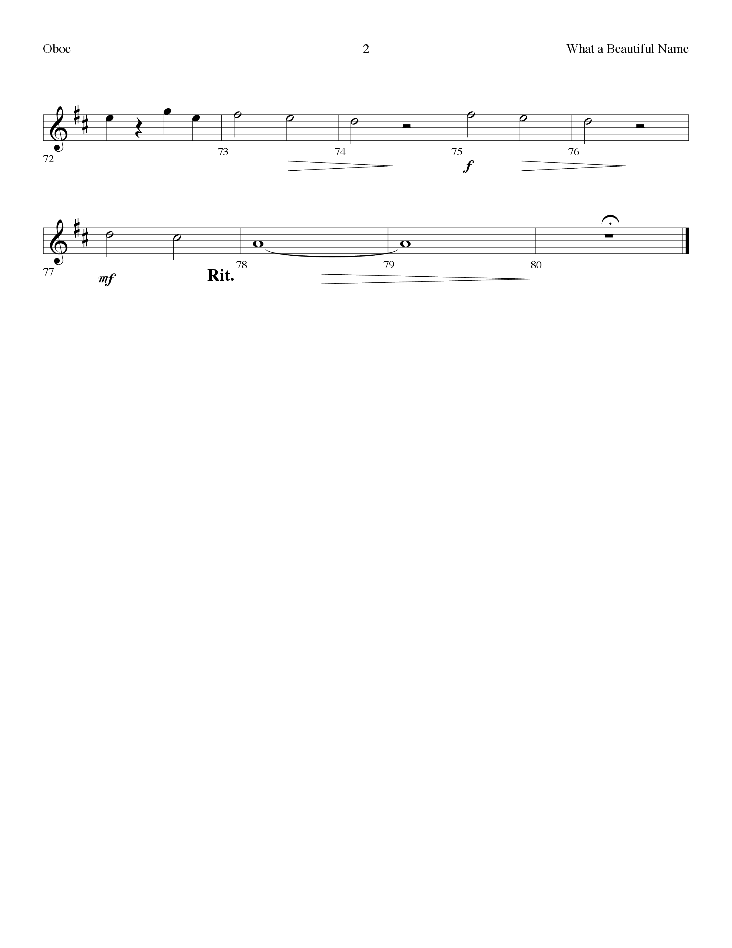 What A Beautiful Name (Choral Anthem SATB) Oboe (Lifeway Choral / Arr. Dennis Allen)